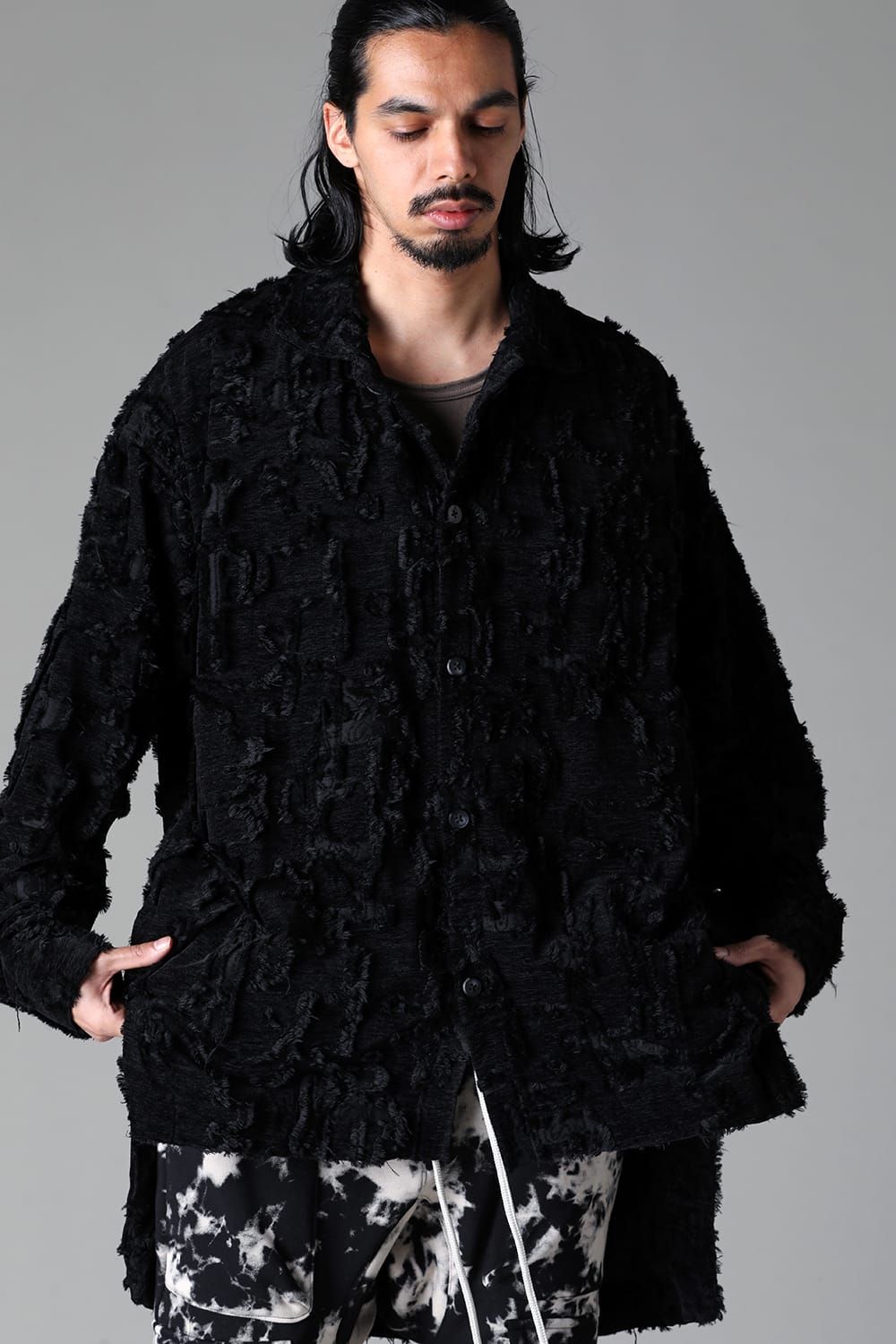 《2025AW先行予約》Jacguard Long Shirts"Black"/ジャガードロングシャツ"ブラック"