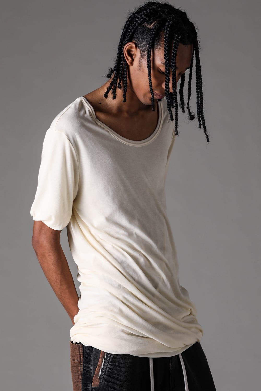 《2027SS先行予約》Sheer High Twist Rib Double Layered Tee "Black / L.Beige / L.Grey / D.Grey" / シアーハイツイストリブレイヤードTee"ブラック /ライトベージュ /ライトグレー/ ダークグレー"