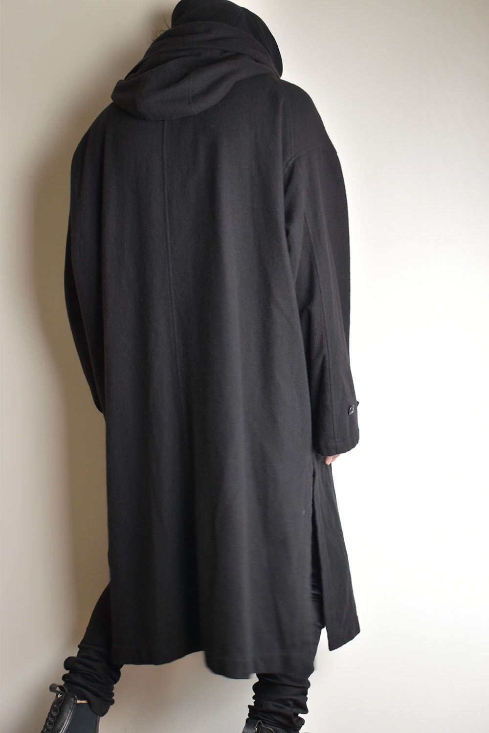 Wool Fulling Product Dyed Coat "Black" / ウール縮絨 製品染めコート"ブラック"