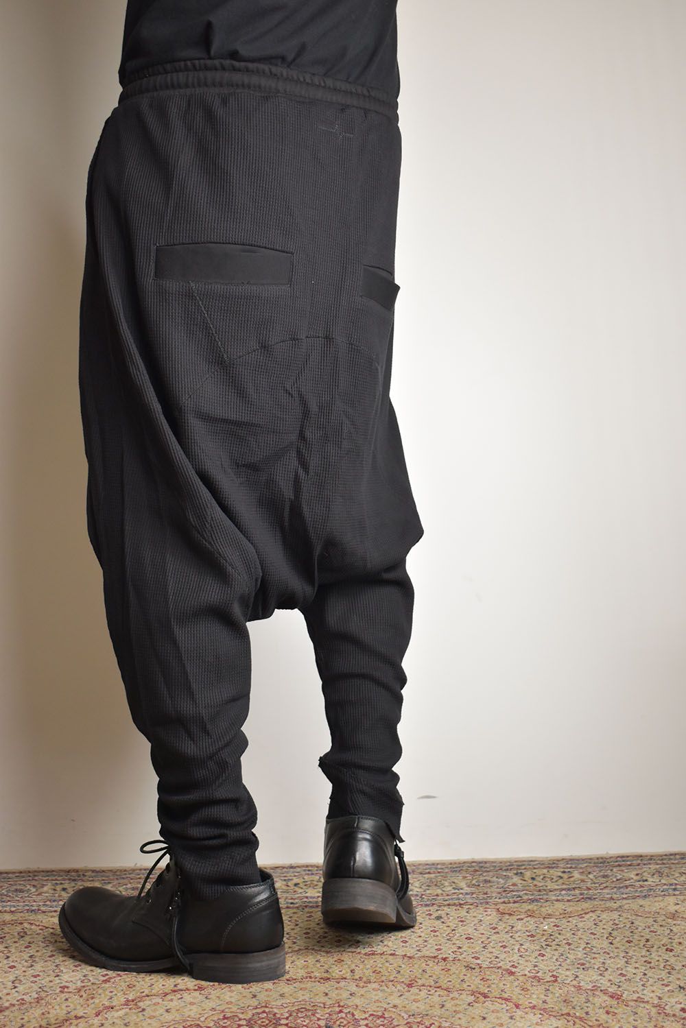 Waffle Sarrouel Pants"Black"/ワッフルサルエルパンツ"ブラック"