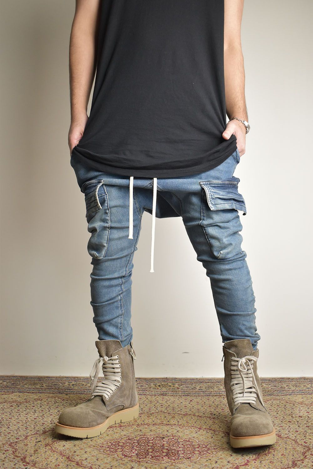 Vintage Denim Cargo Sarouel Skinny"Blue" / ヴィンテージデニムカーゴサルエルスキニー"ブルー"