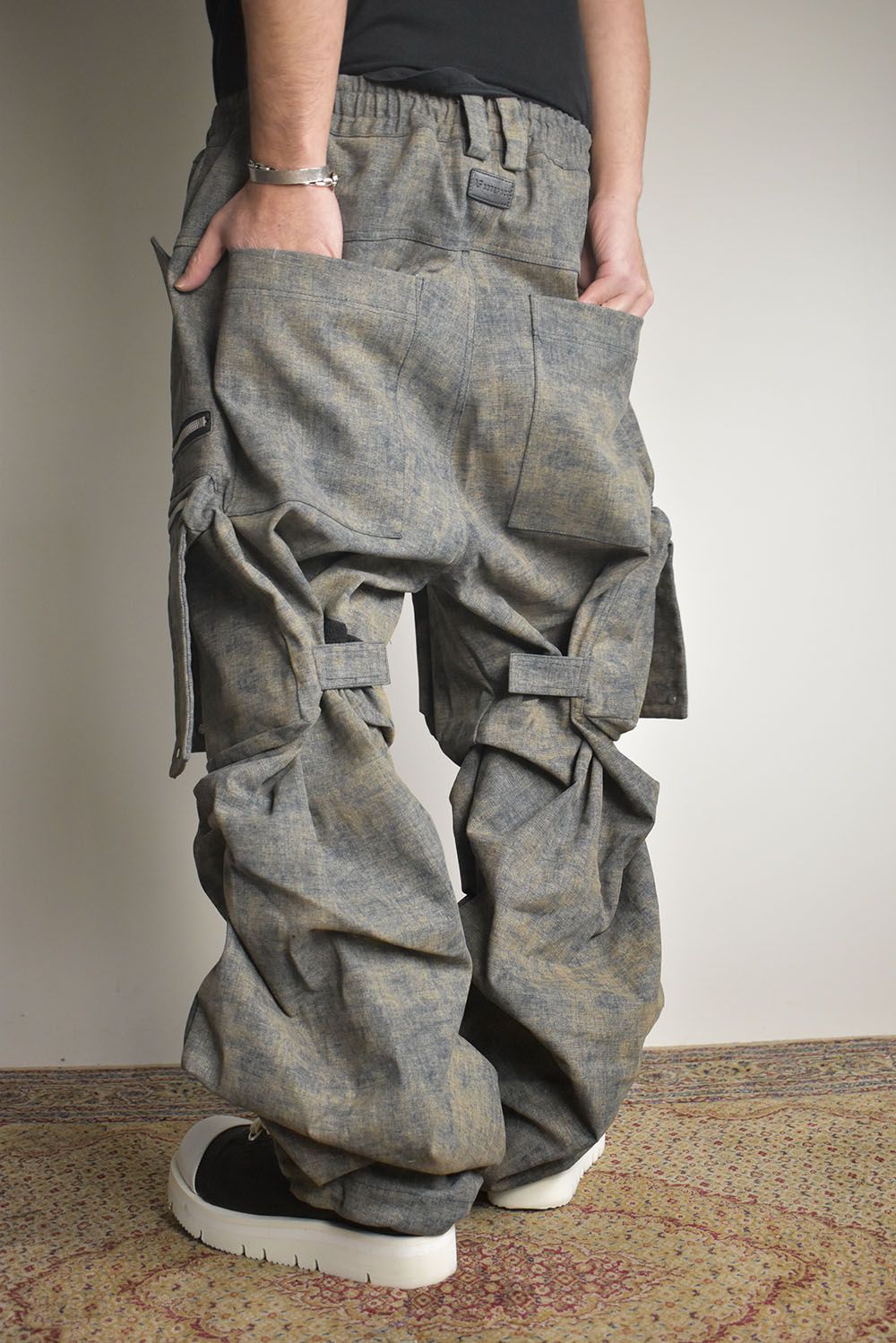 Blended Shades Denim Cargo Tuck Wide Pants"Steel Blue"/ ブレンデッドシェイドデニムカーゴタックワイドパンツ"スティールブルー"