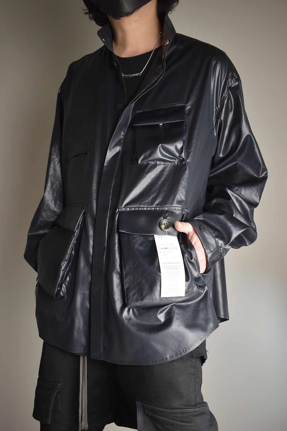 Fake Fake Leather Shirts Jacket"Black" / フェイクフェイクレザーシャツジャケット"ブラック"