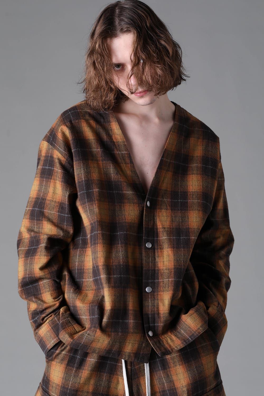 《2026AW先行予約》Plaid Cardigan Shirts""Soft Greige / Black Camel / Warm Brown" " / プレイドカーディガンシャツ"ソフトグレージュ/ブラックキャメル/ウォームブラウン"