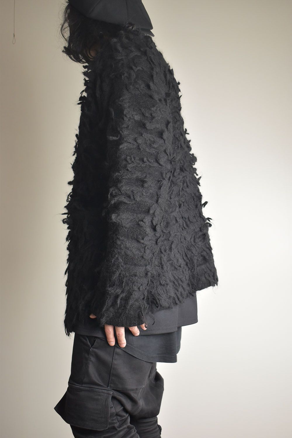 5GG Long Pile Knit Cardigan"Black" / ロングパイルニットカーディガン"ブラック"