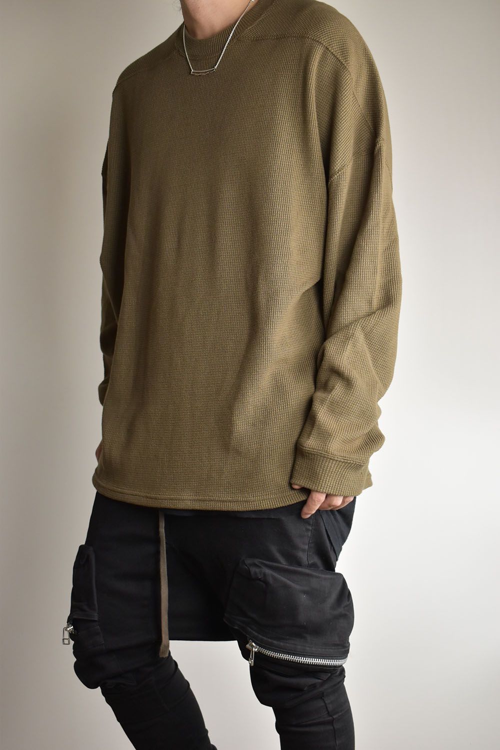 Rib Knit Over Size Top"Olive"/リブニットオーバーサイズトップ"オリーブ"