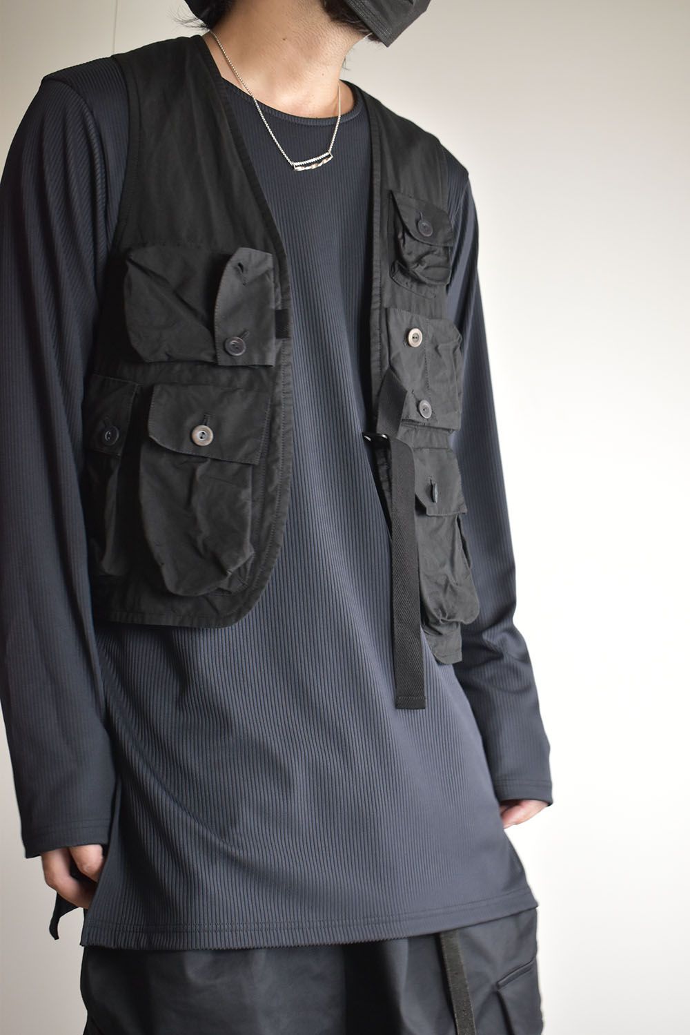 GARMENT DYED MULTI POCKET VEST"Black"/ガーメントダイマルチポケットベスト"ブラック"