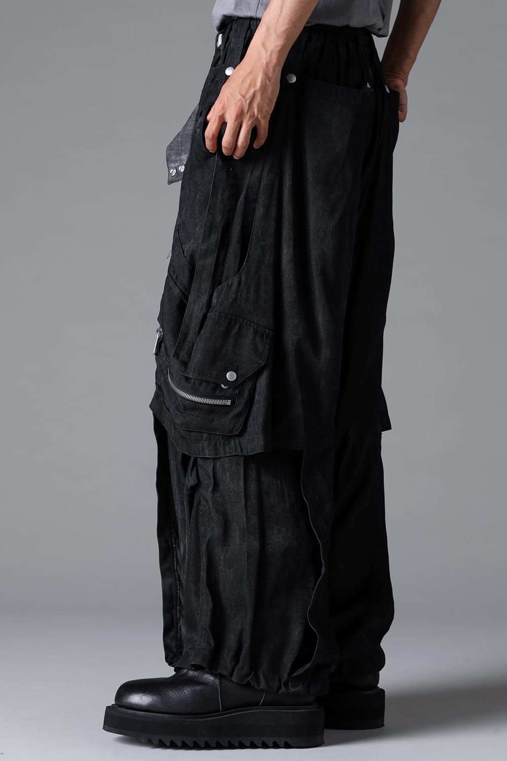《2026SS先行予約》Parachute Cargo Wide Pants"Black / Uneven D.Grey / Uneven Grey" / パラシュートカーゴワイドパンツ"ブラック/アンイーブンダークグレー/アンイーブングレー"