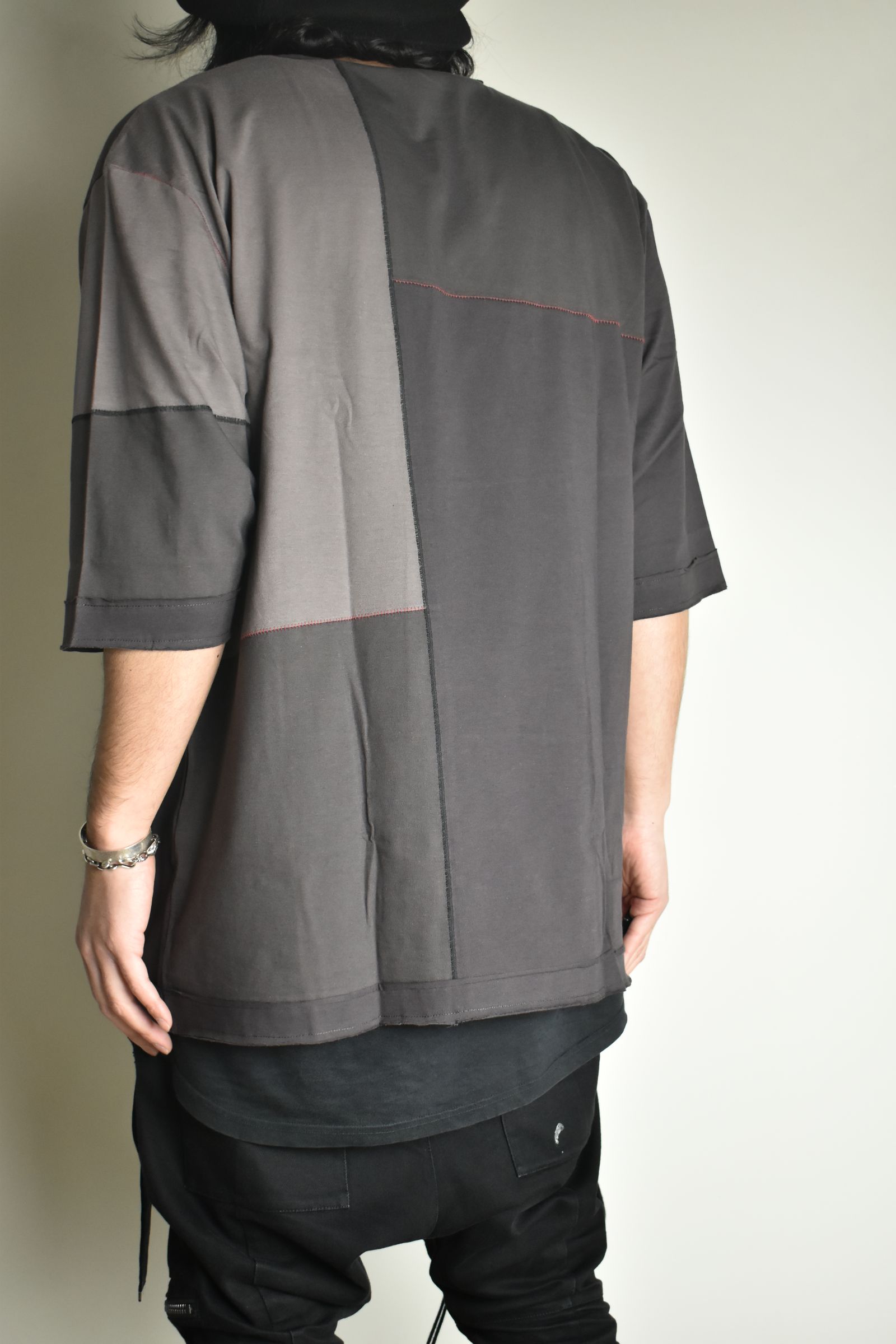 Multi Color Patchwork T-shirt"Charcoal" / マルチカラーパッチワークTシャツ"チャコール"