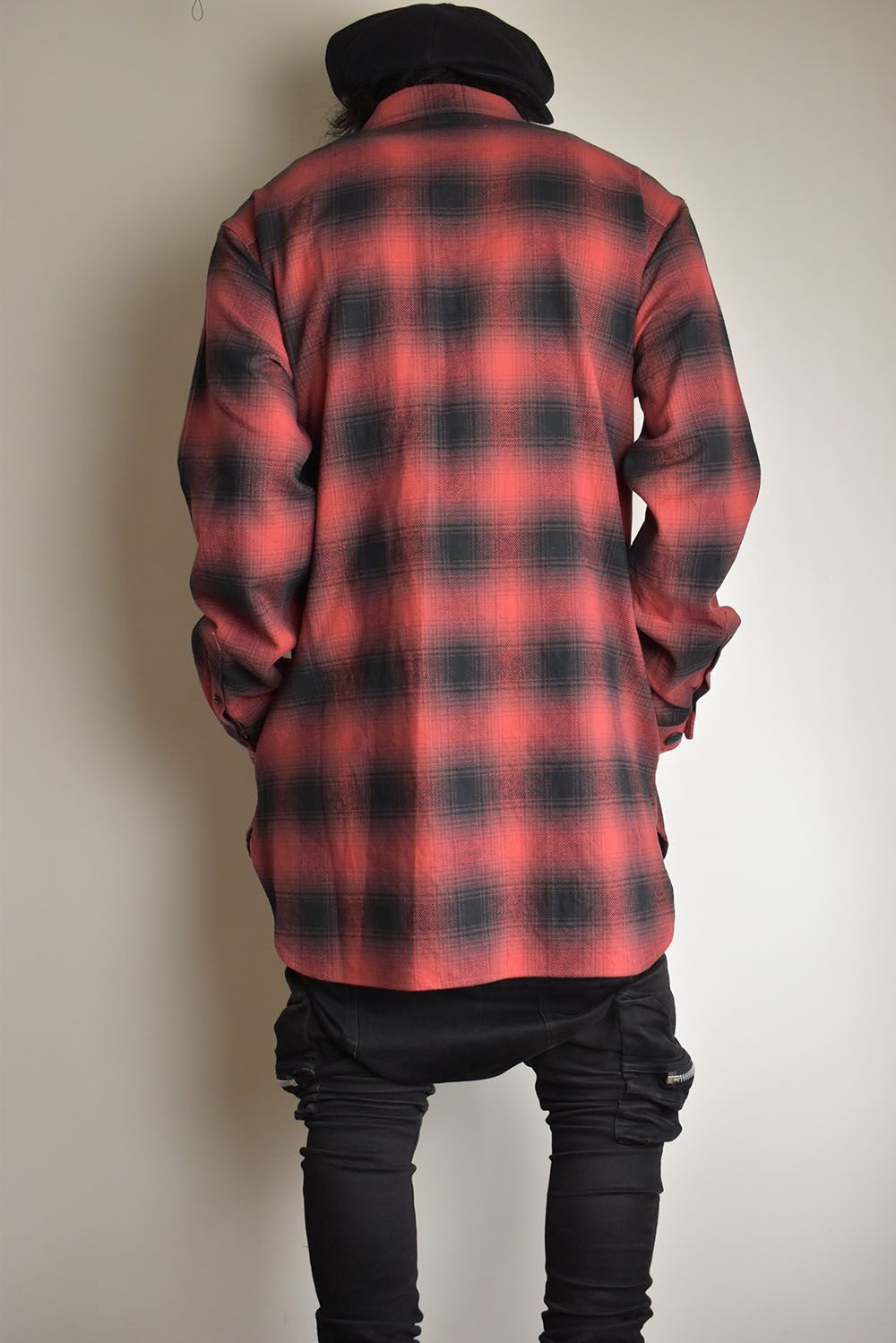 Ombre Check Long Shirts Jacket"Red Check" / オンブレチェックロングシャツジャケット"レッドチェック"