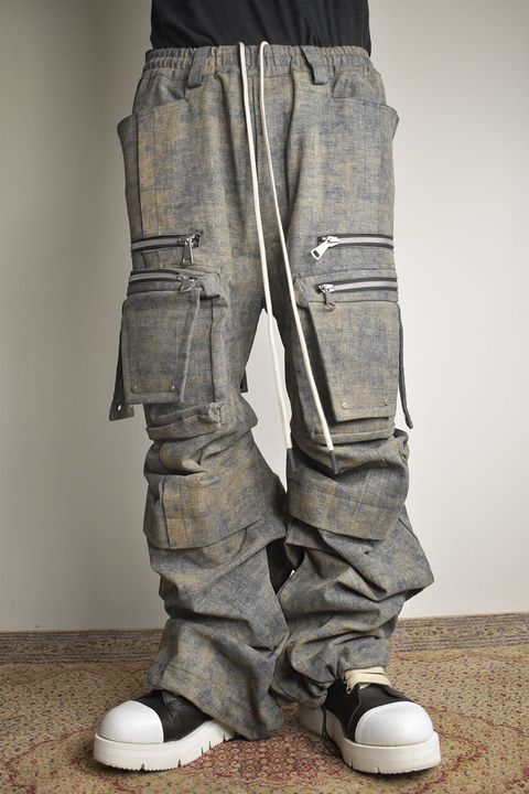 Blended Shades Denim Cargo Tuck Wide Pants"Steel Blue"/ ブレンデッドシェイドデニムカーゴタックワイドパンツ"スティールブルー"