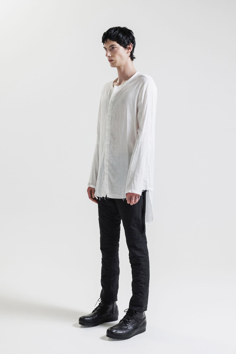 Round Neck Reversible Gauze Shirt"Off White" / ラウンドネックリバーシブルガーゼシャツ"オフホワイト"