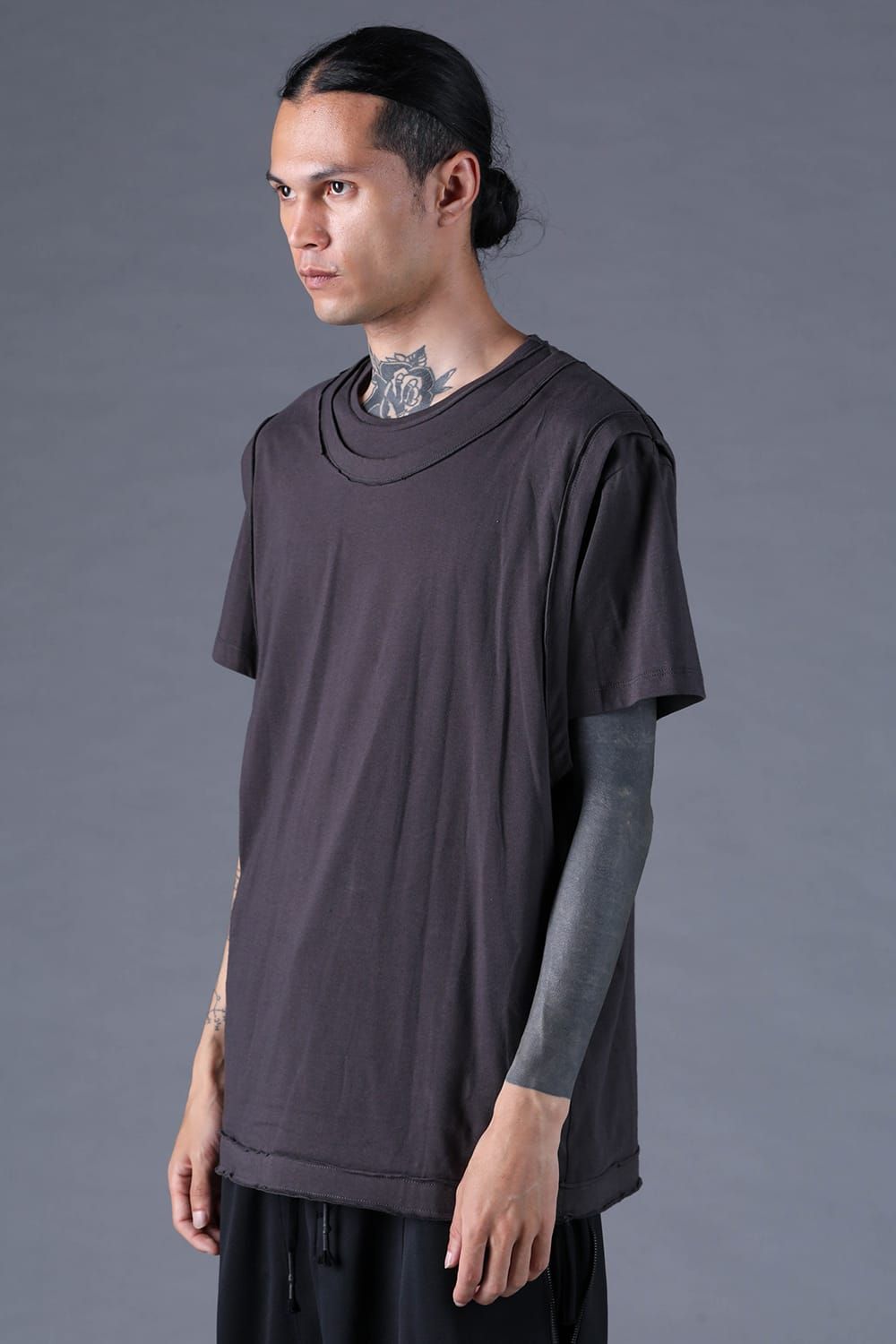 《2027SS先行予約分》30/- Cotton Layered S/S T-Shirt "Black" / Grey / Charcoal" / 30/-天竺レイヤードS/STシャツ "ブラック/グレー/チャコール"