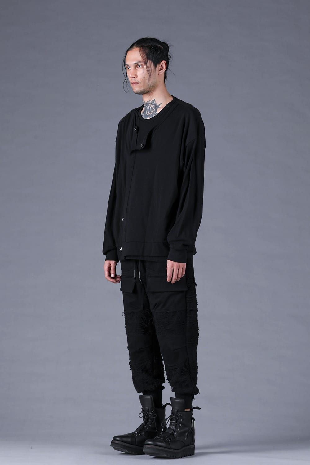 Damage Pile Combination Wide Jogger Pants"Black" / ダメージパイルコンビネーションワイドジョガーパンツ"ブラック"