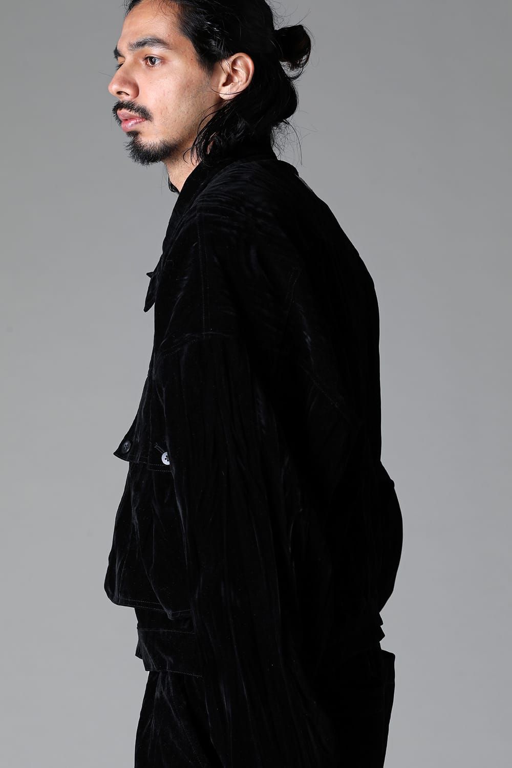 《2025AW先行予約》Washer Velour Big Pocket Blouson"Black" / ワッシャーベロアビッグポケットブルゾン"ブラック"