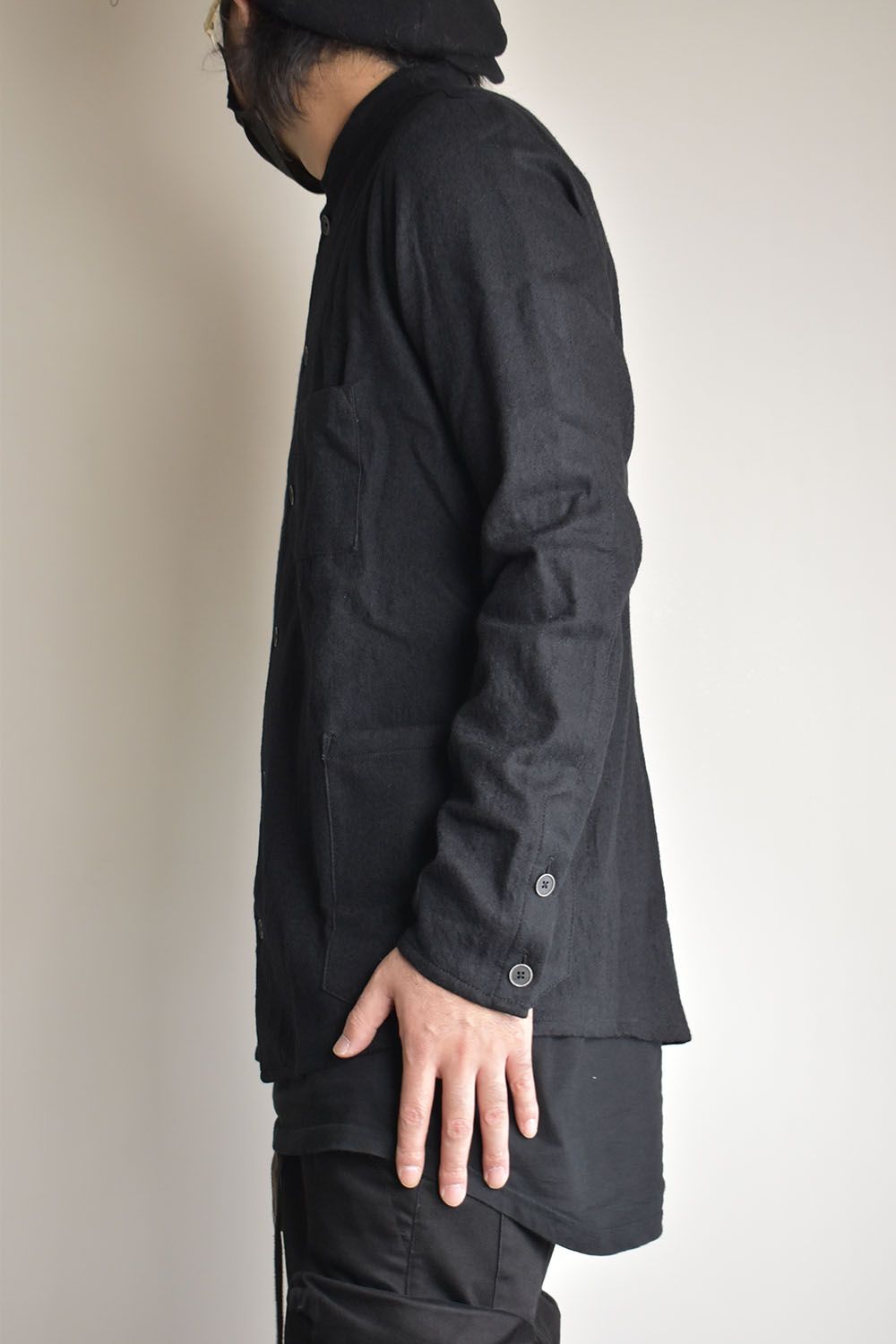 Stand Collar Shirts"Lamp Black"/スタンドカラーシャツ"ランプブラック"