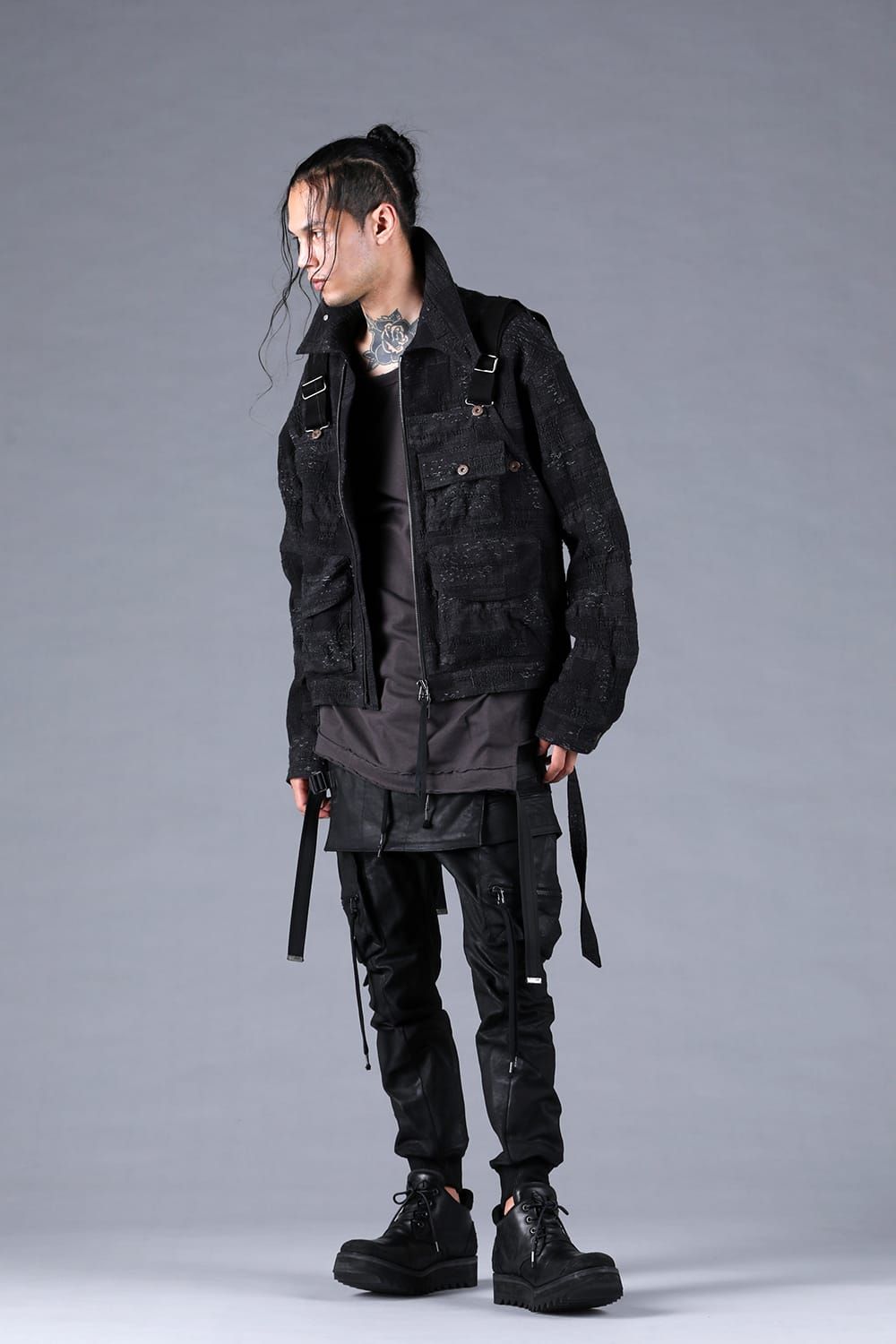 Product Coating Bag Attached Cargo Jogging Pants"Black" / 製品コーティングバッグアタッチドカーゴジョグパンツ"ブラック"