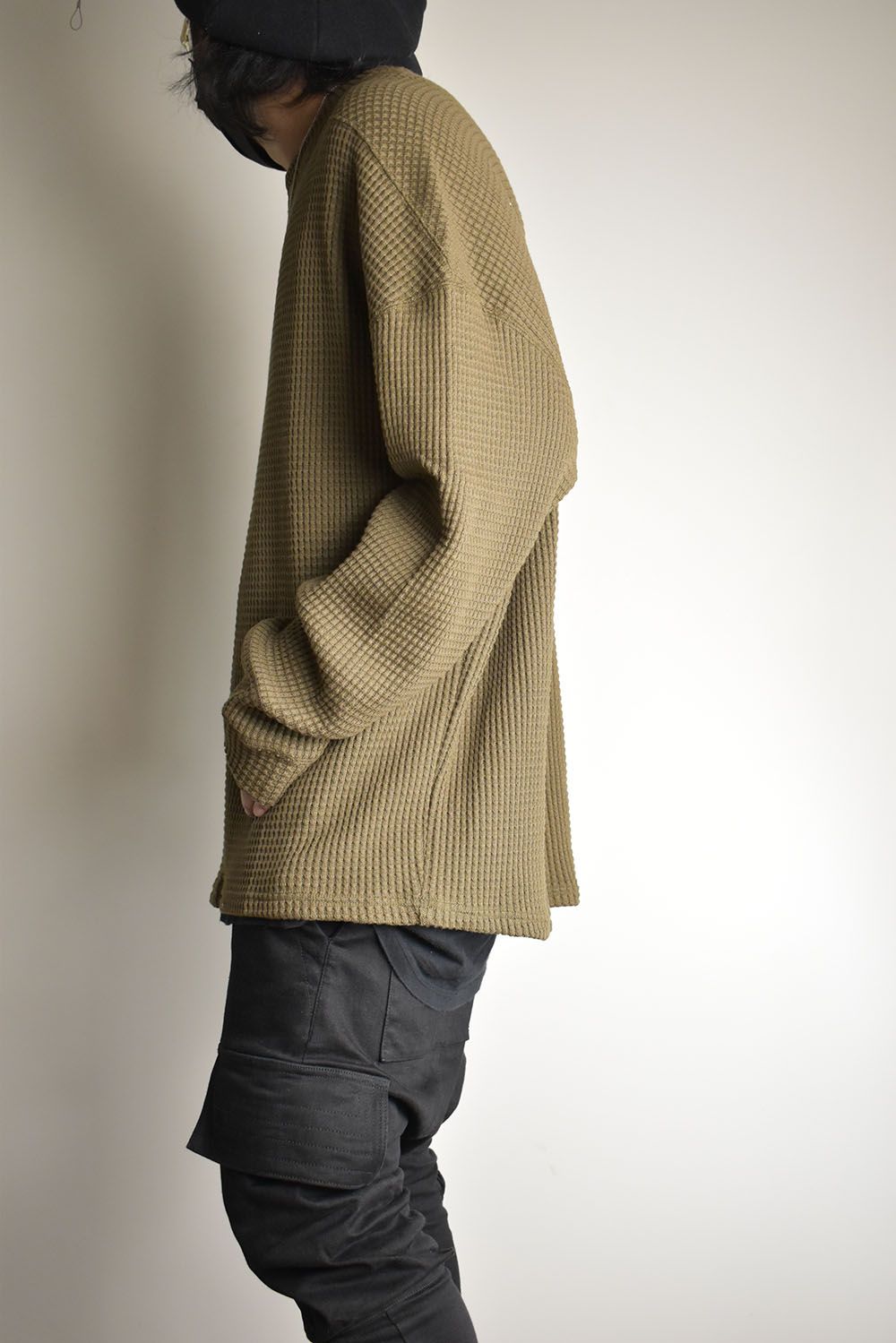 Heavy Waffle Over Size Top"Olive" / ヘビーワッフルオーバーサイズトップ"オリーブ"