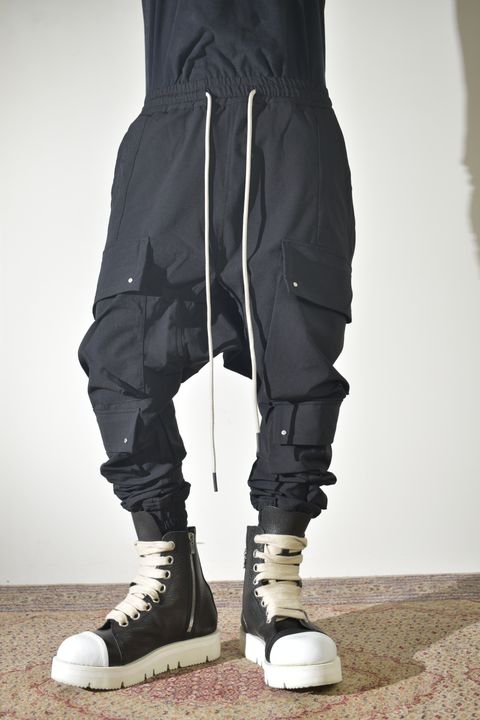 Stretch Nylon Military Sarouel Pants"Black" / ストレッチナイロンミリタリーサルエルパンツ"ブラック"