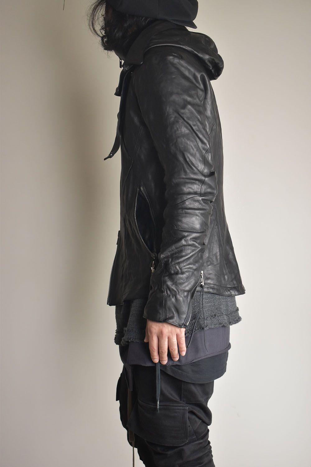 Horse Leather Hood Attachd Jacket "Black" / ホースレザーフードアタッチドジャケット"ブラック"