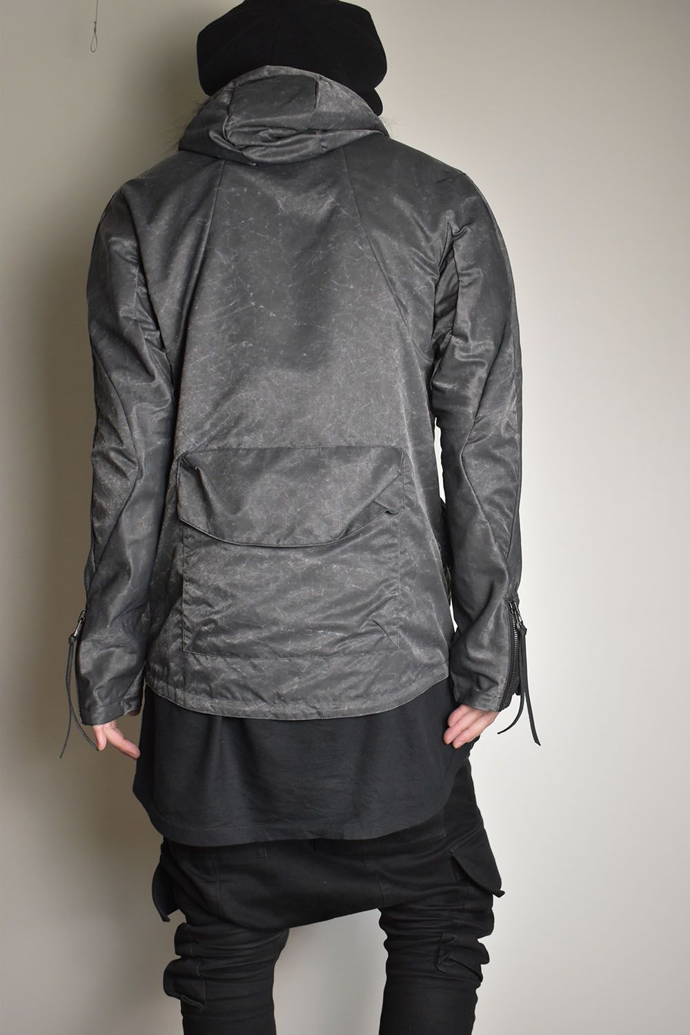 Pigment Coated Washer Nylon Hooded Jacket"Black" / 顔料コーティングワッシャーナイロンフーデットジャケット"ブラック"