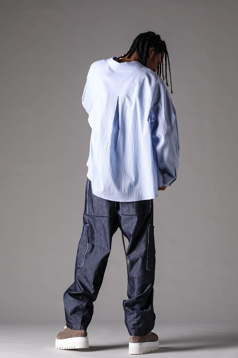 《2027SS先行予約》Cotton Nylon Wide Cargo Pants"Navy" / コットンナイロンワイドカーゴパンツ"ネイビー"