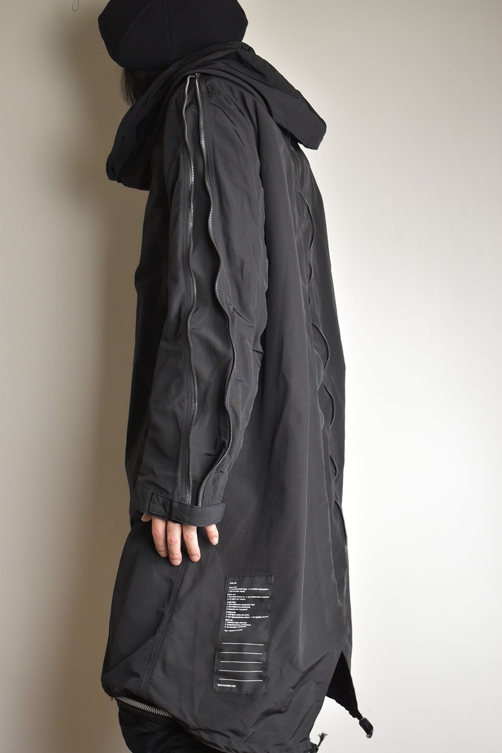 MULTI ZIP MILITARY HOODIE COAT"Black"/マルチジップミリタリーフーディコート"ブラック"