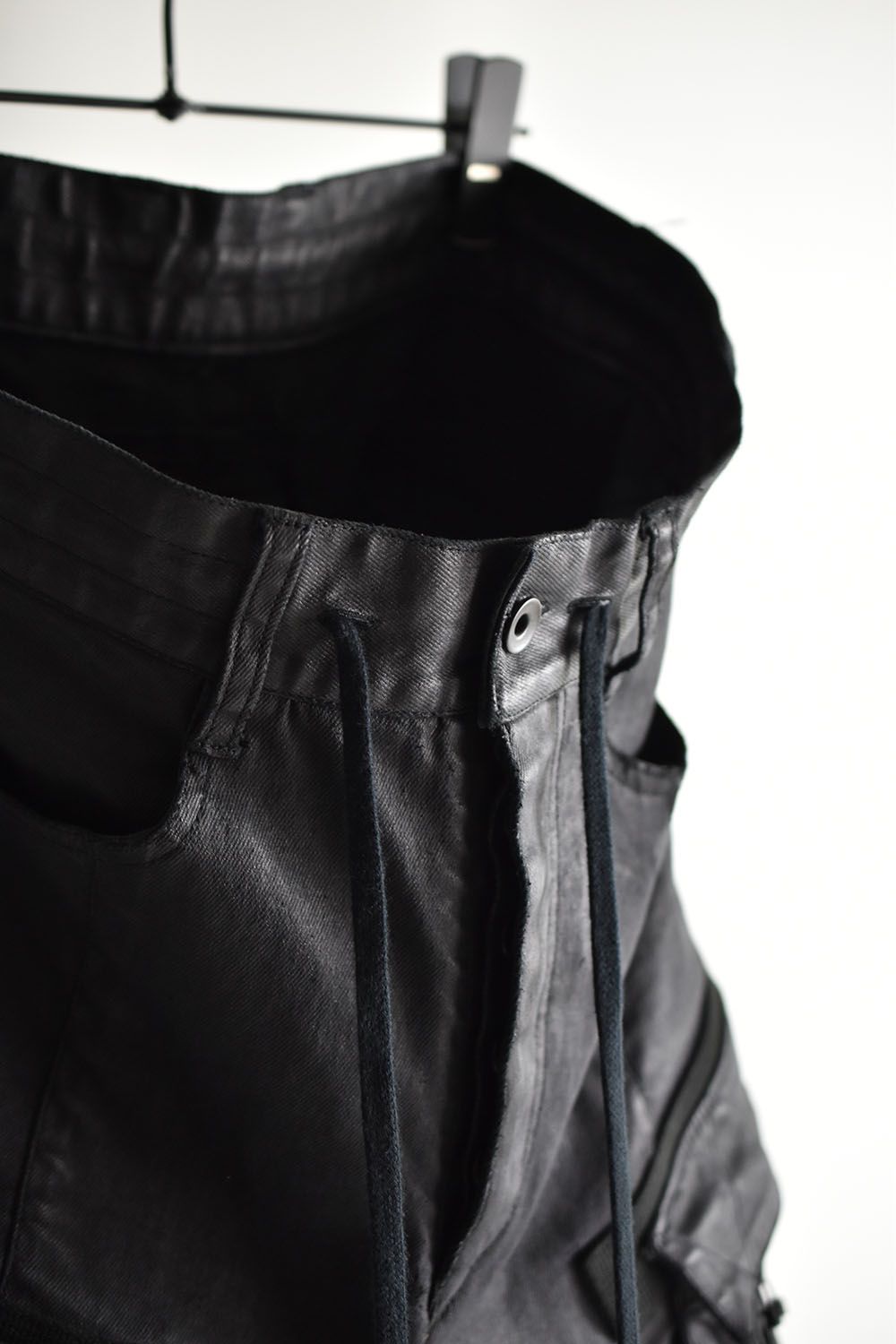 Carbon Coating Drop Crotch Cargo Slim Pants"Black" /カーボンコーディングドロップクロッチカーゴスリムパンツ"ブラック"