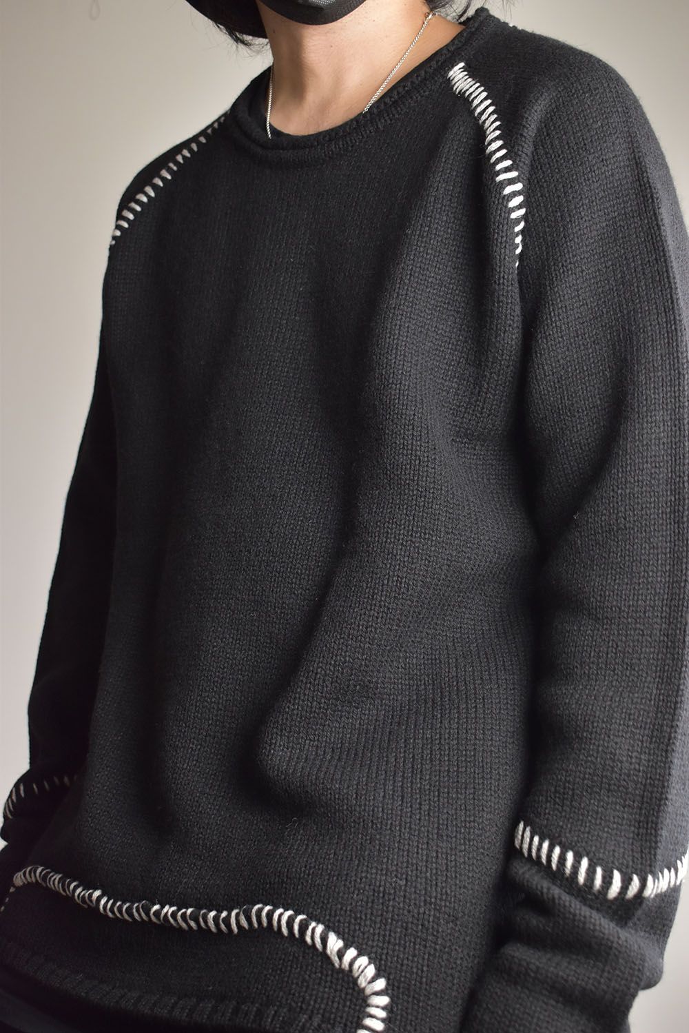 Over Lock Knit Pullover"Black" / オーバーロックニットプルオーバー"ブラック"