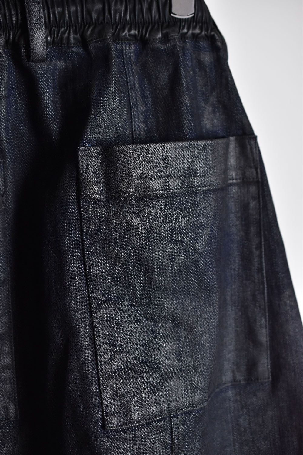 《2025AW先行予約》Coated Stretch denim Sarouel skinny"Blue" / コーティングストレッチデニムサルエルスキニー"ブルー"