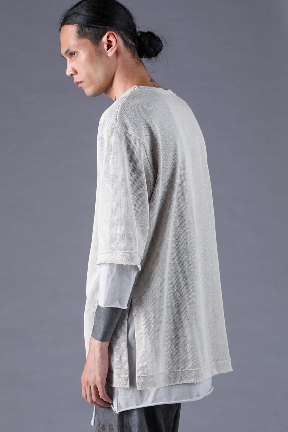 《2027SS先行予約分》Japanese Paper Cotton Knit Layered T-Shirt"Off White" / 和紙コットンニットレイヤードTee"オフホワイト"