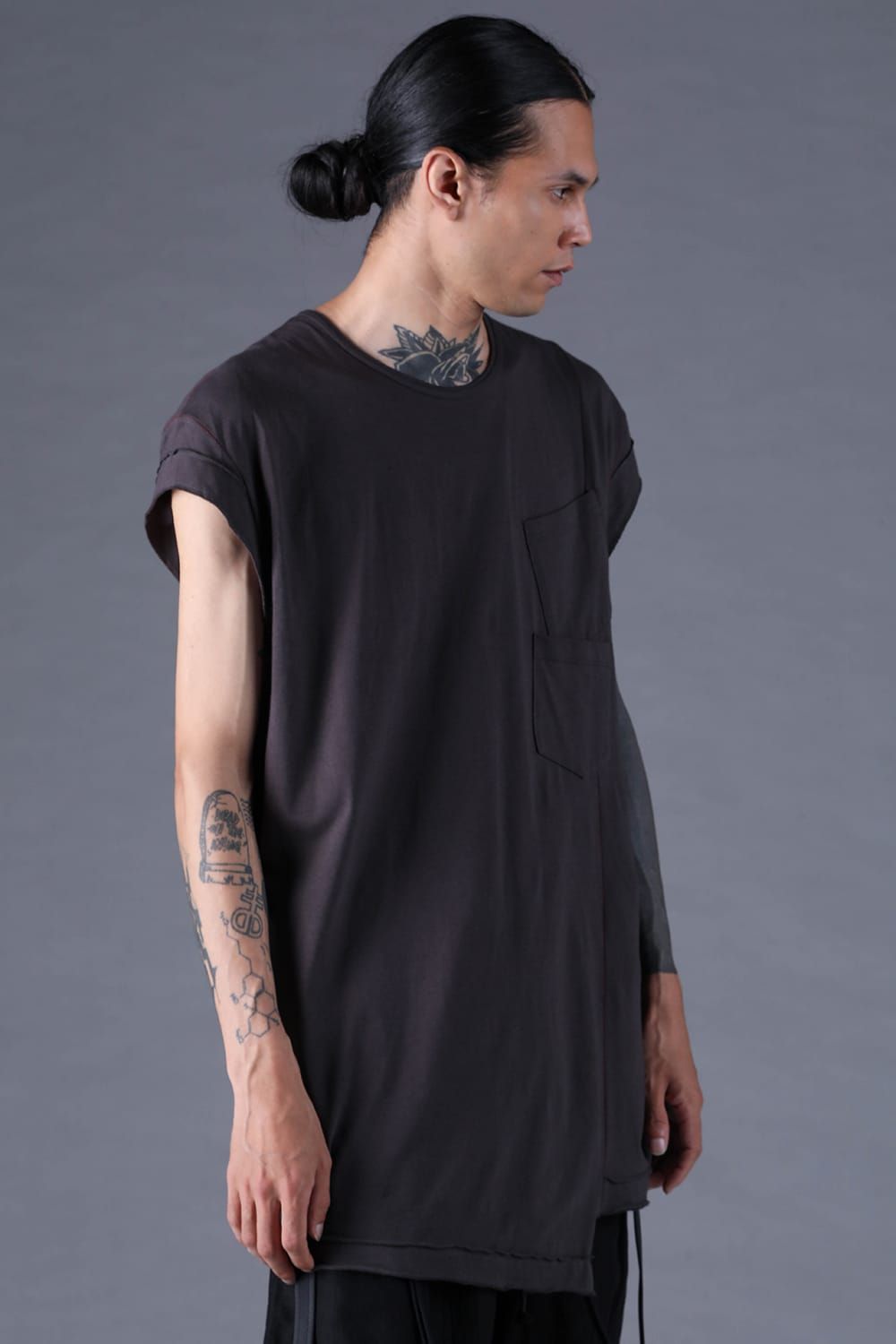 《2027SS先行予約分》30/- Cotton Cap Sleeves T-Shirt "Black / Grey / Charcoal" / 30/-天竺キャップスリーブTシャツ "ブラック / グレー /チャコール"