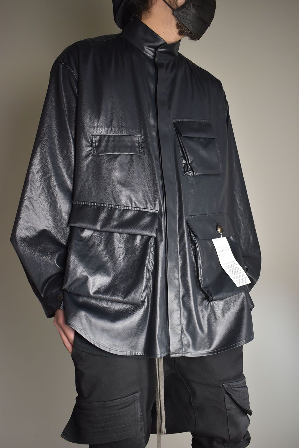 Fake Fake Leather Shirts Jacket"Black" / フェイクフェイクレザーシャツジャケット"ブラック"