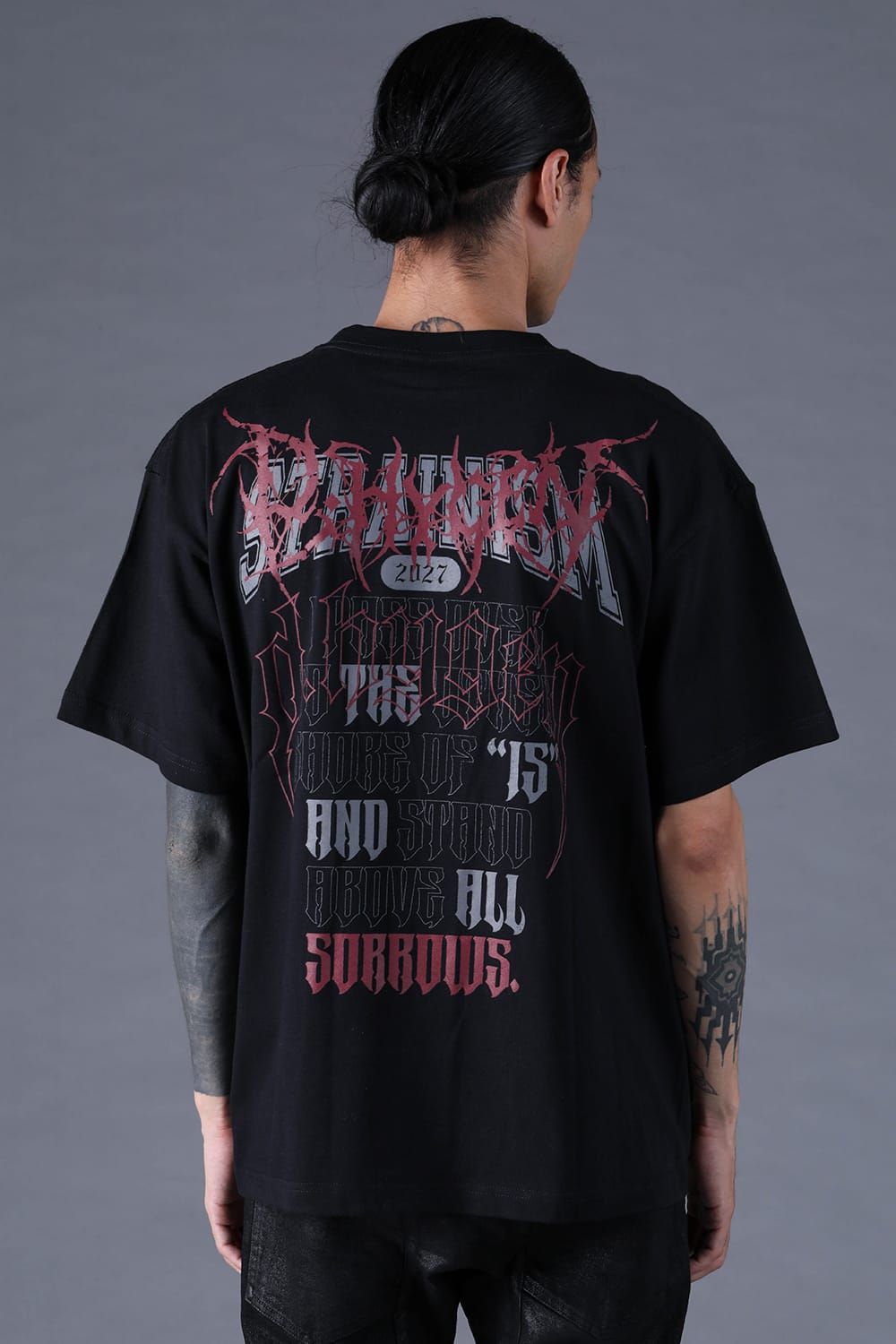 《2027SS先行予約分》Printed T-Shirt: METAL & COLLEGE LOGO "Black" / プリントTee  -Metal & College Logo "ブラック"