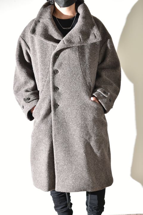 Wool Pile High Neck Coat "GreyBeige" / ウールパイルハイネックコート"グレーベージュ"
