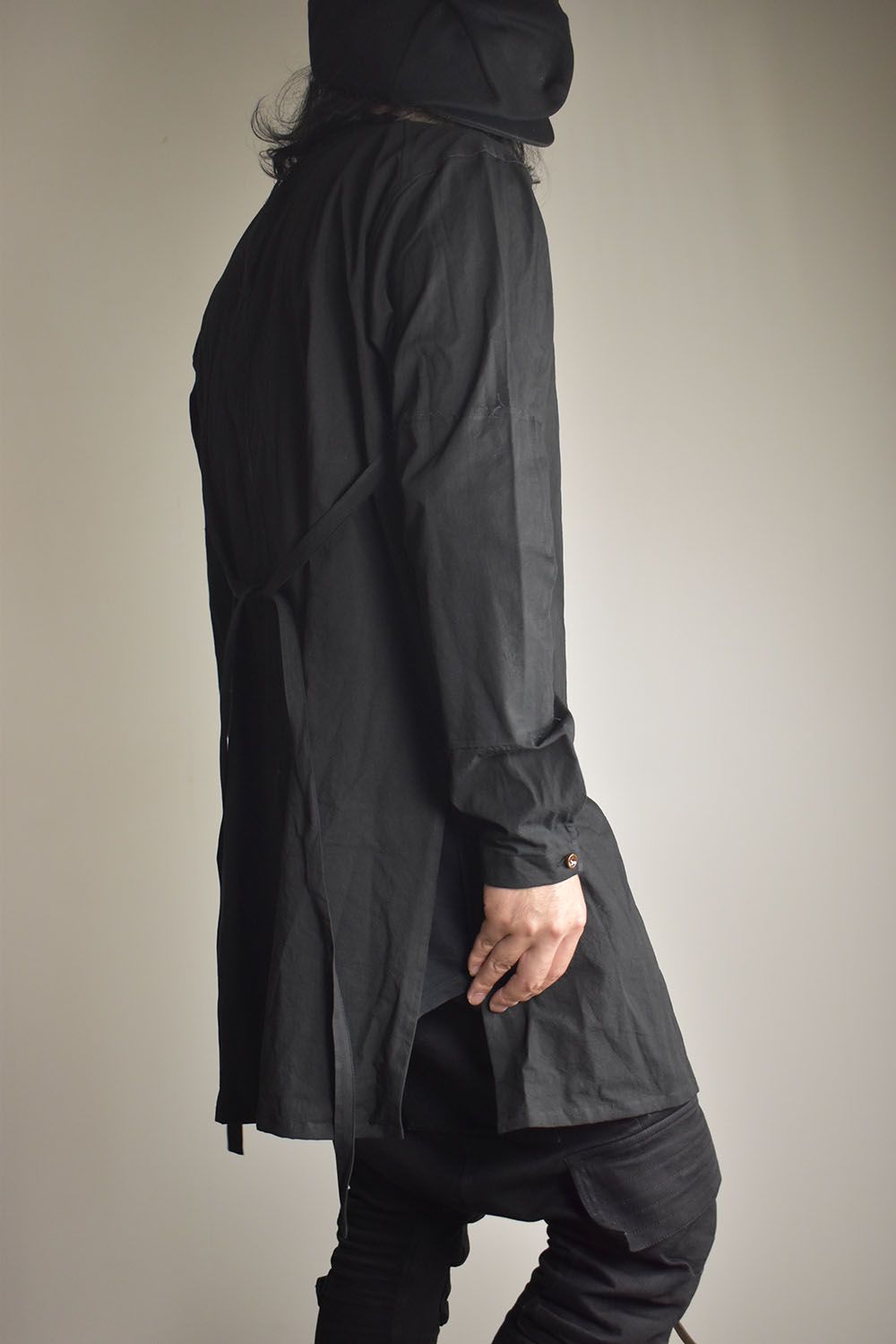 Strings Raw Edge Over Shirts"Black" / ストリングスローエッジオーバーシャツ"ブラック"