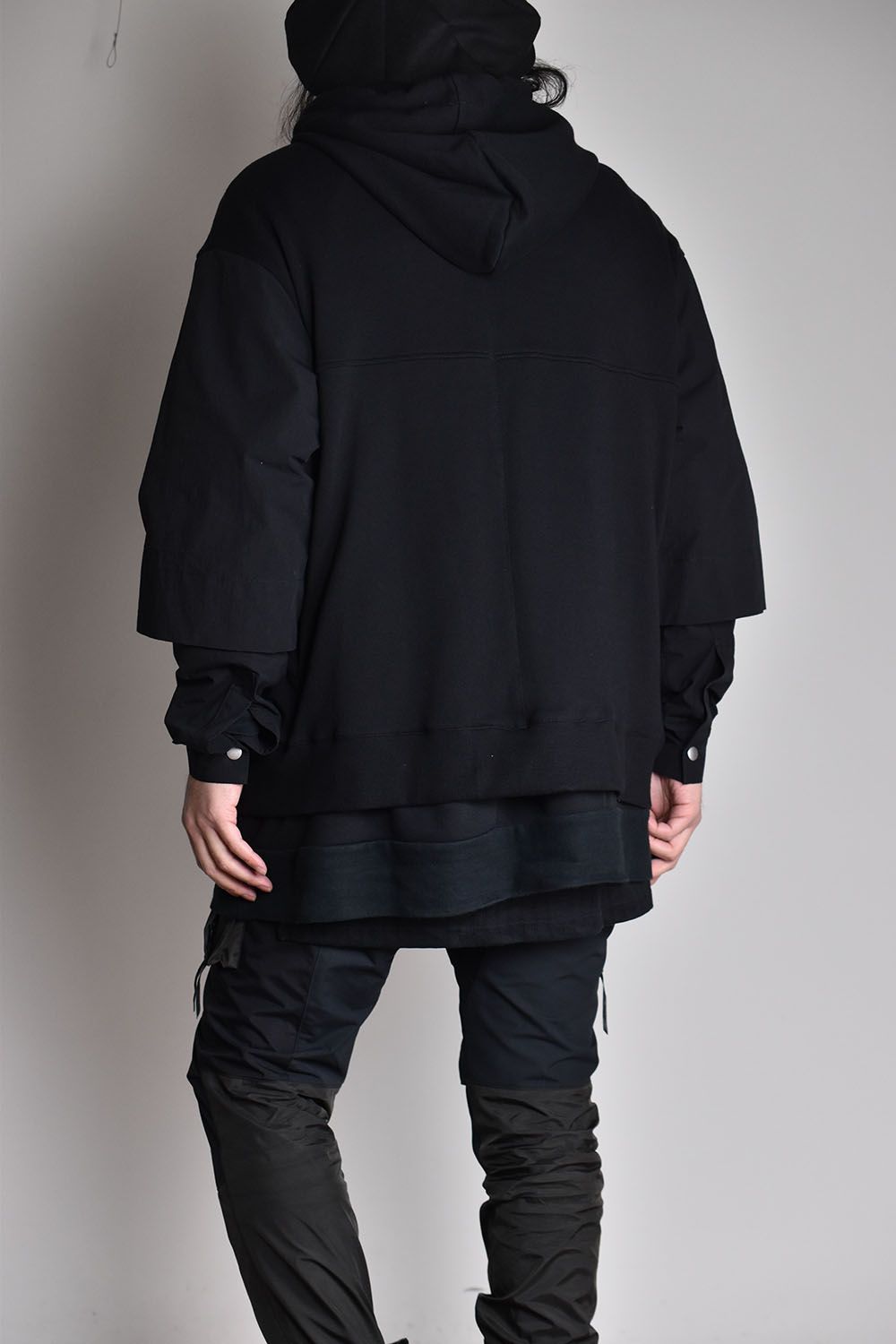 Combi Layered Zip Hoodie"Black"/コンビレイヤードジップフーディ"ブラック"