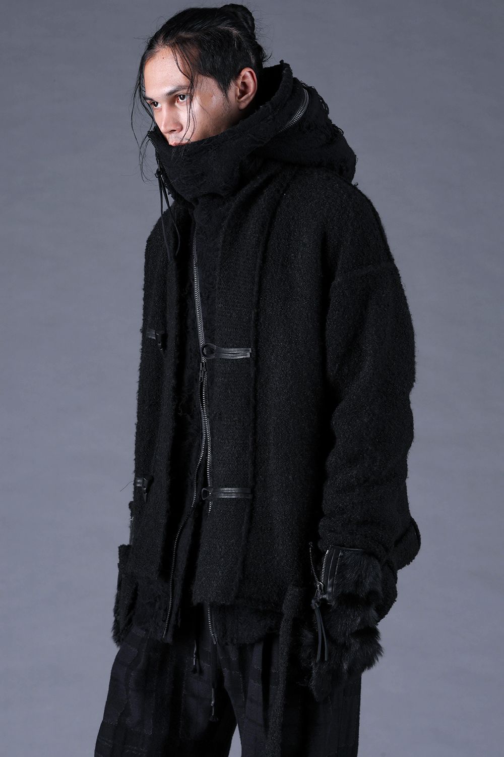 Damage Pile Zip-Up Hoodie"Black" / ダメージパイルジップアップフーディー"ブラック"