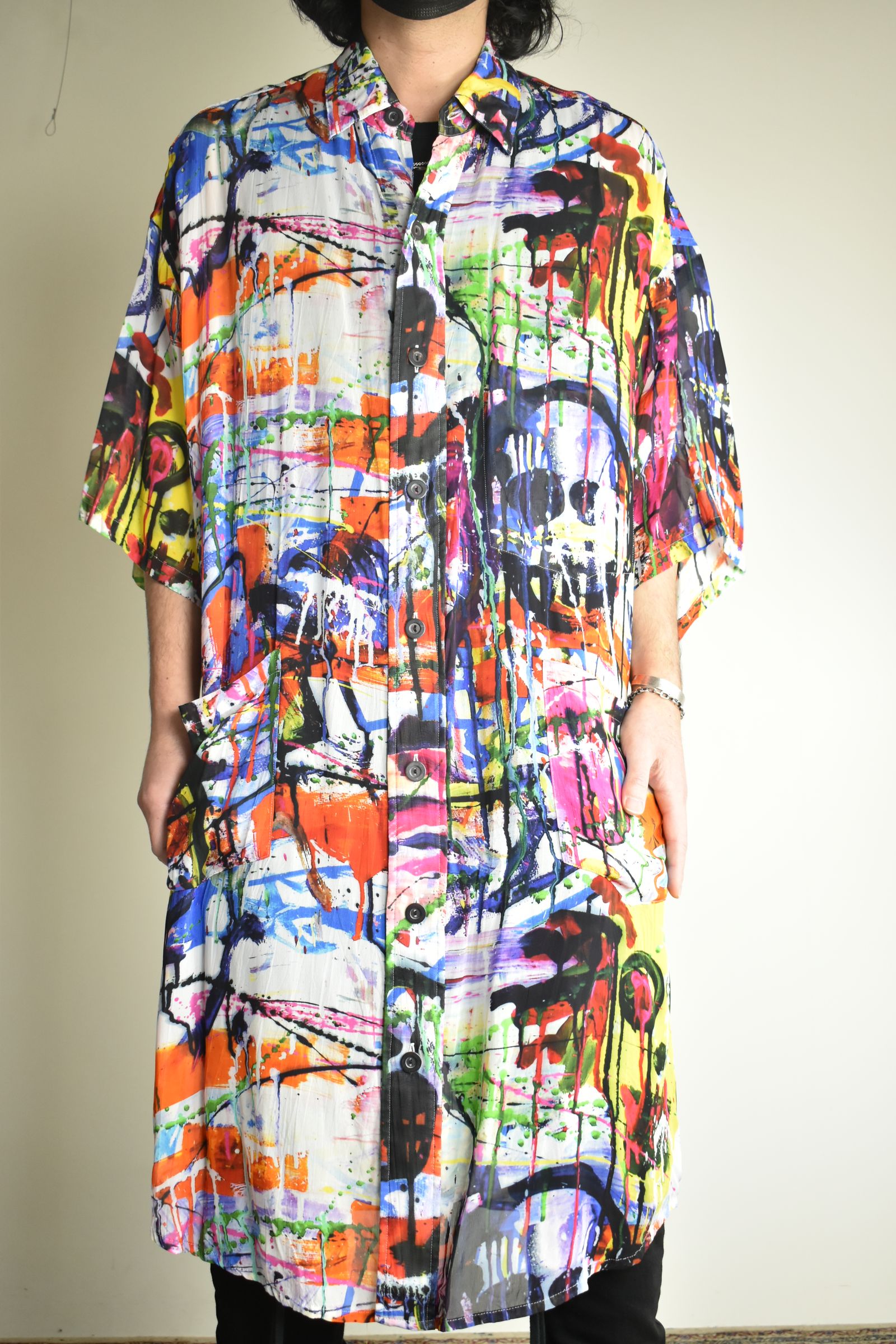 Rayon Chiffon Inkjet Print Short-Sleeved Big Shirt&Dress"Color Print" / レーヨンシフォンインクジェットプリント半袖ビッグシャツ / ワンピース"カラープリント"