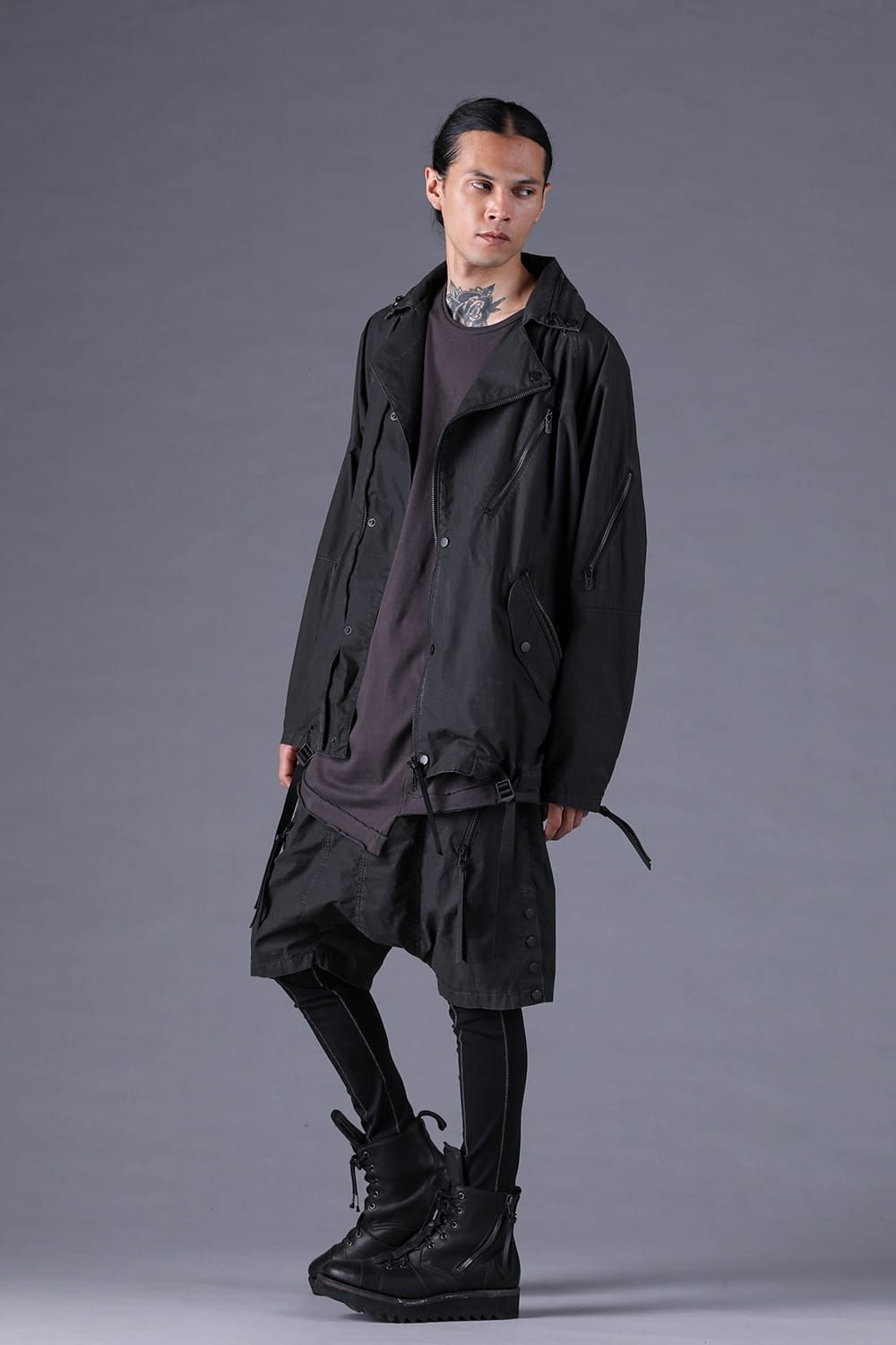 《2027SS先行予約分》Pigment-Coated Harem Shorts"Black" / 顔料コーティングサルエルショートパンツ"ブラック"