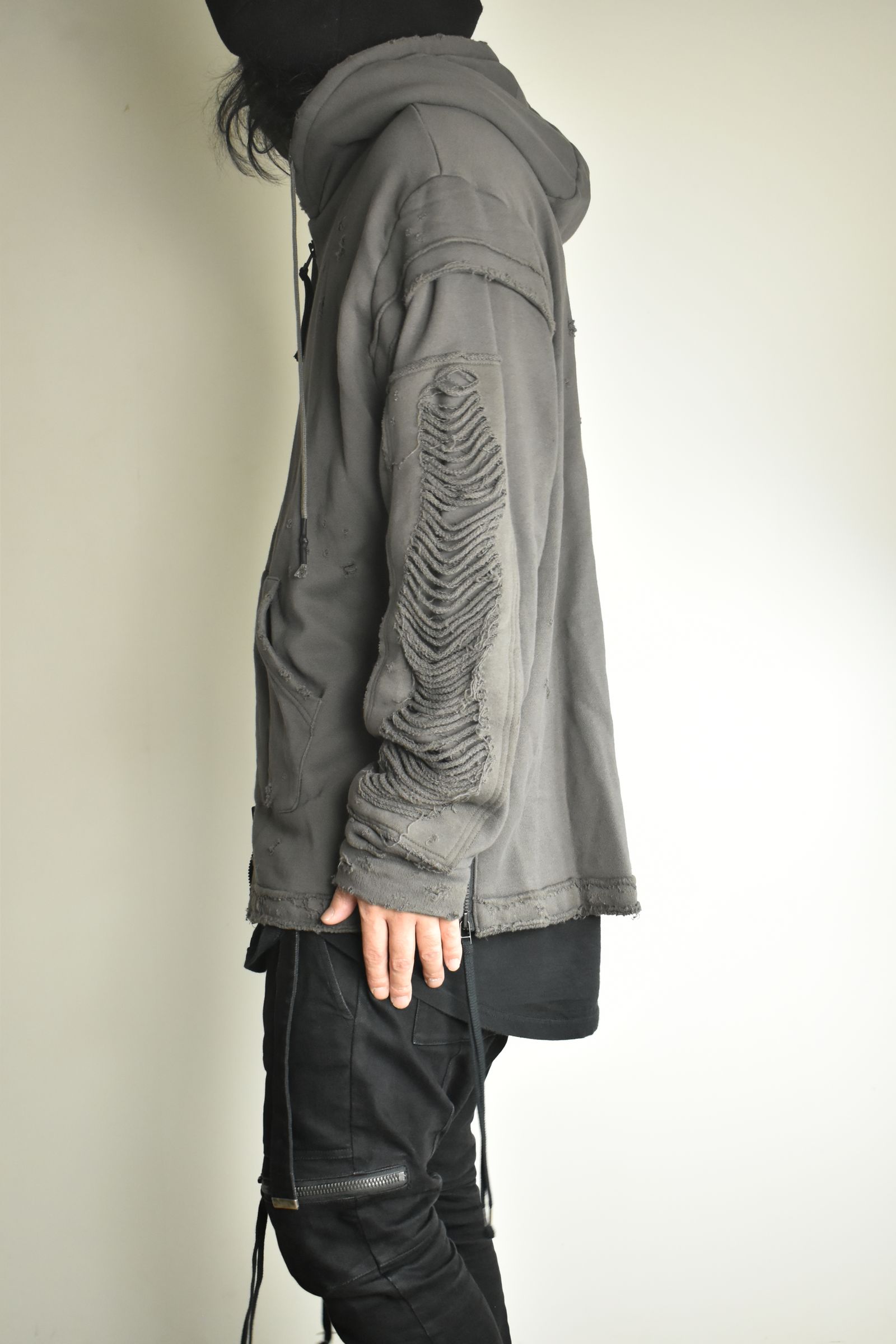 Untwisted Yarn Fleece Shotgun Zip-Up Hoodie"Charcoal" / 無撚糸裏毛ショットガンジップアップフーディー"チャコール"