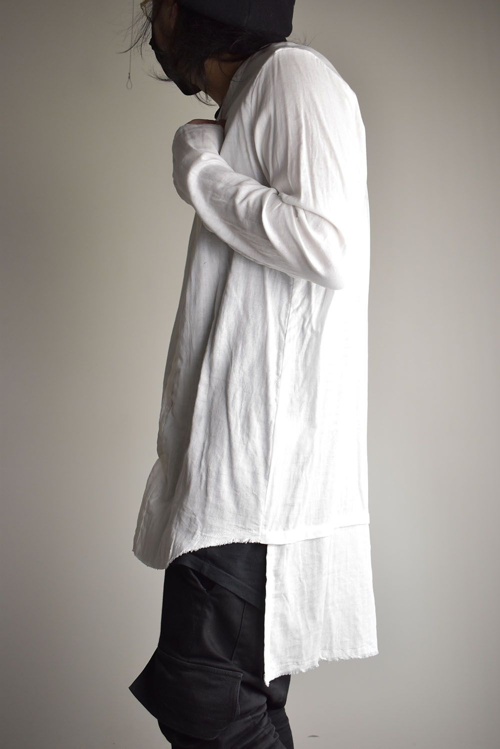 Round Neck Reversible Gauze Shirt"Off White" / ラウンドネックリバーシブルガーゼシャツ"オフホワイト"