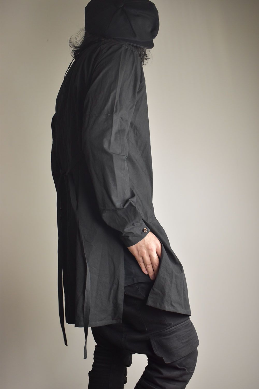 Strings Raw Edge Over Shirts"Black" / ストリングスローエッジオーバーシャツ"ブラック"