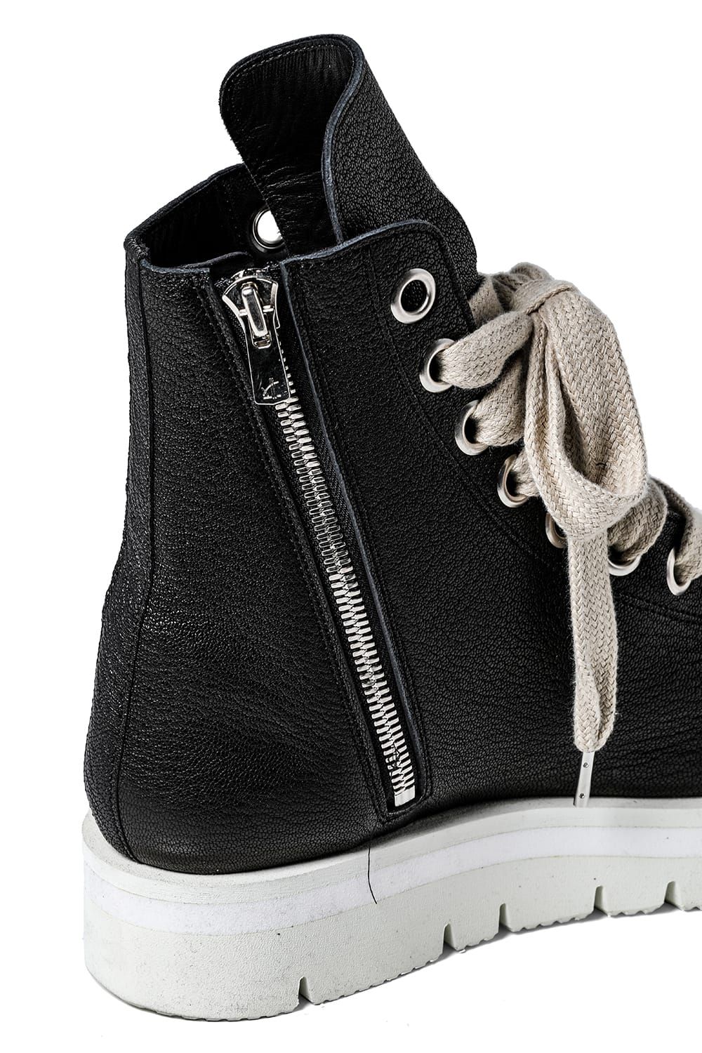 《2027SS先行予約分》 Fat Laces Leather Sneaker Boots "Black × White" / ファットレースレザースニーカーブーツ"ブラック×ホワイト"