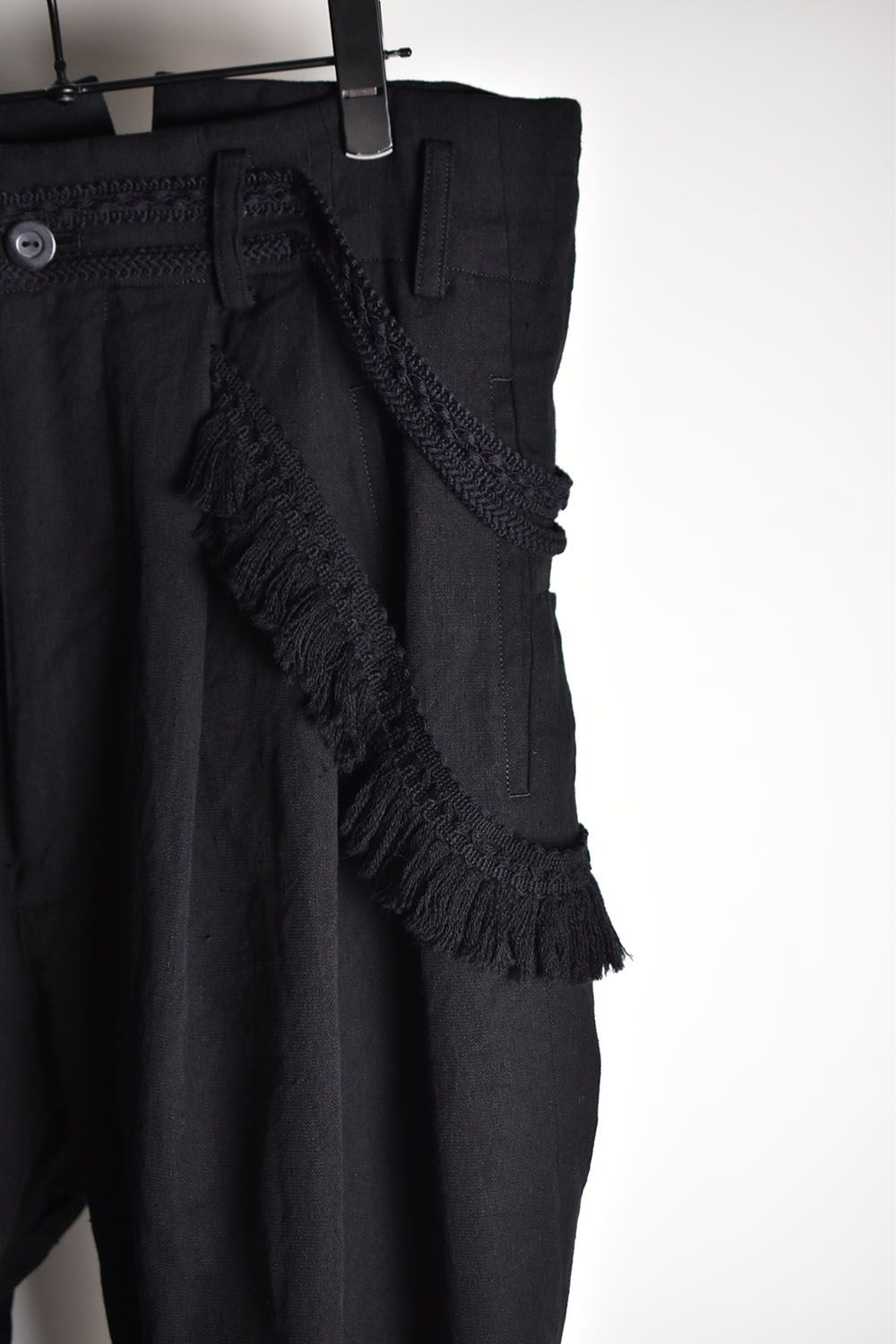 Wool Braid Fringe Drop Crotch Pants"Black"/ウールブレードフリンジドロップクロッチパンツ"ブラック"