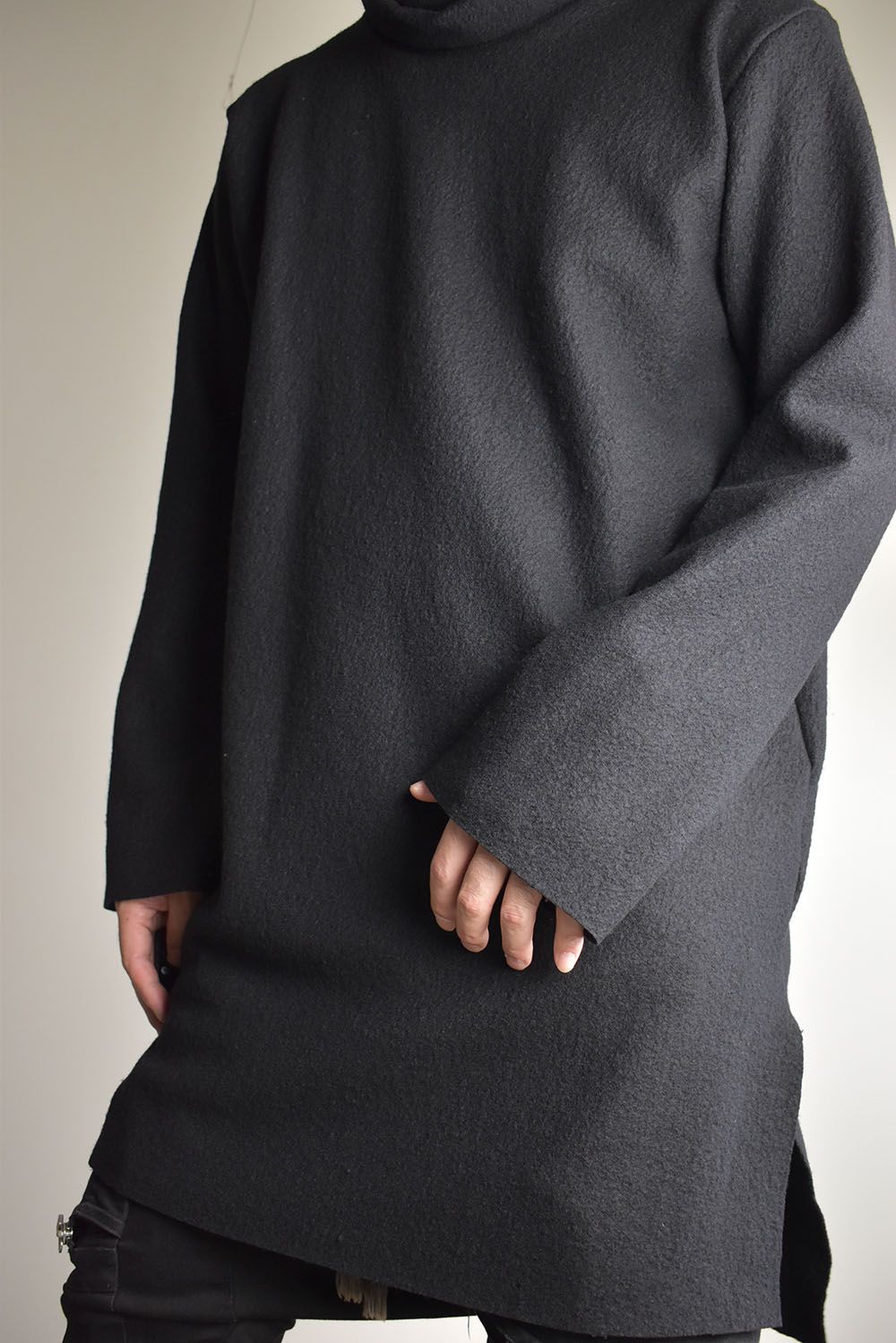 High Neck Long Pullover"Black"/ ハイネックロングプルオーバー"ブラック"