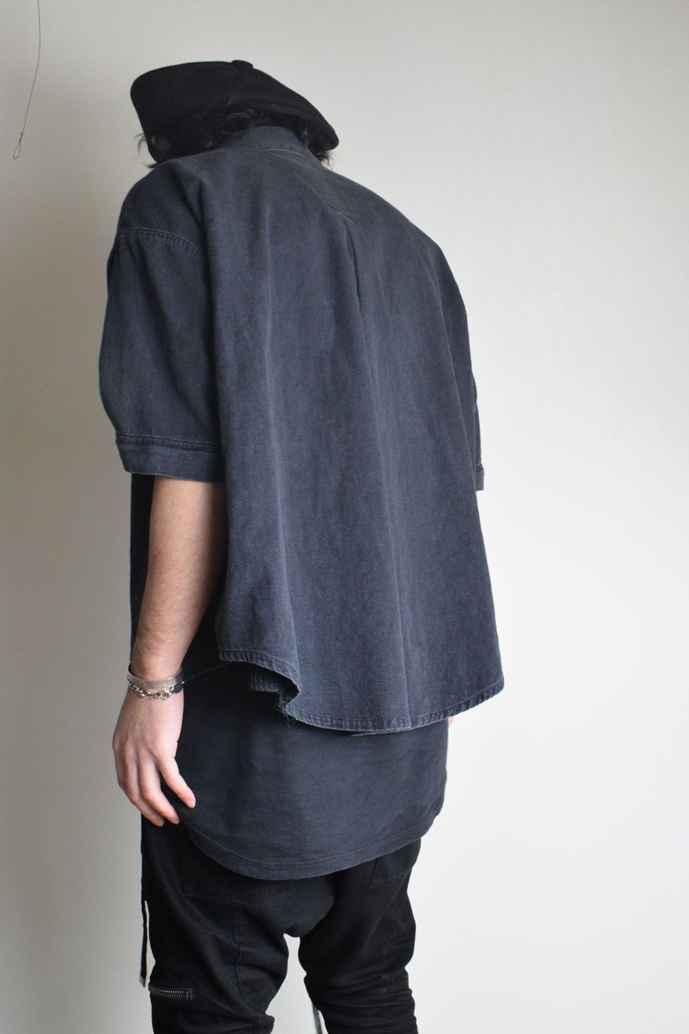 Detachable Sleeve Hook Cuff Shirt"Black Washed" / デタッチャブルスリーブホックカフスシャツ"ブラックウォッシュド"