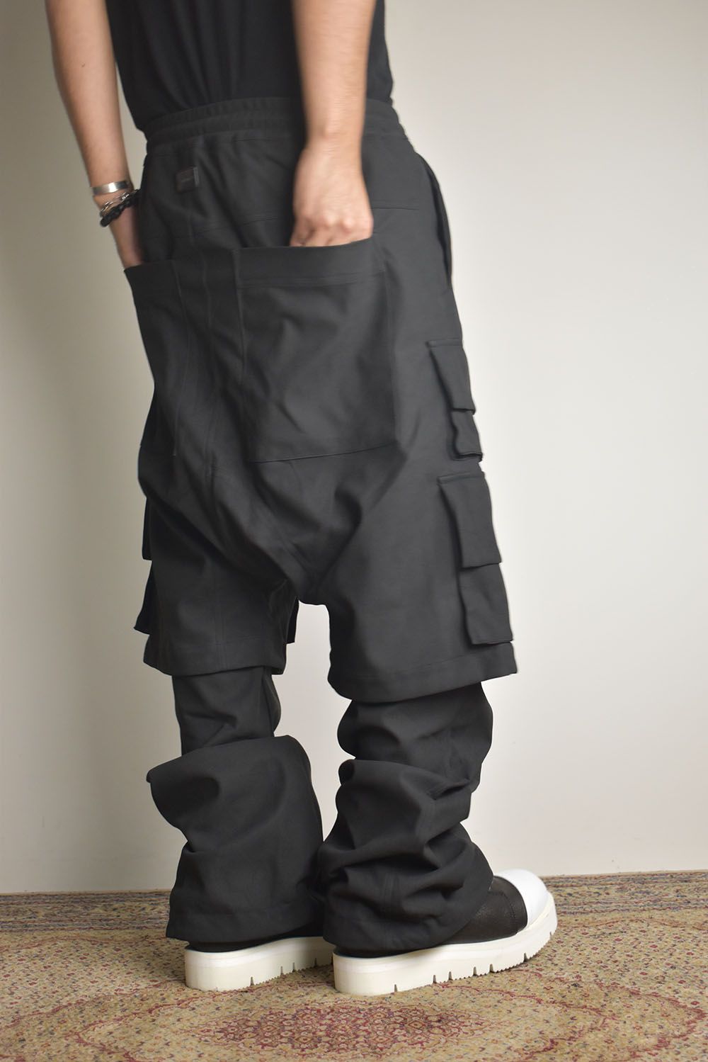 Synthetic Leather Suede Layerd Boots Cut "Black " / シンセティックレザースウェードレイヤードブーツカット "ブラック"