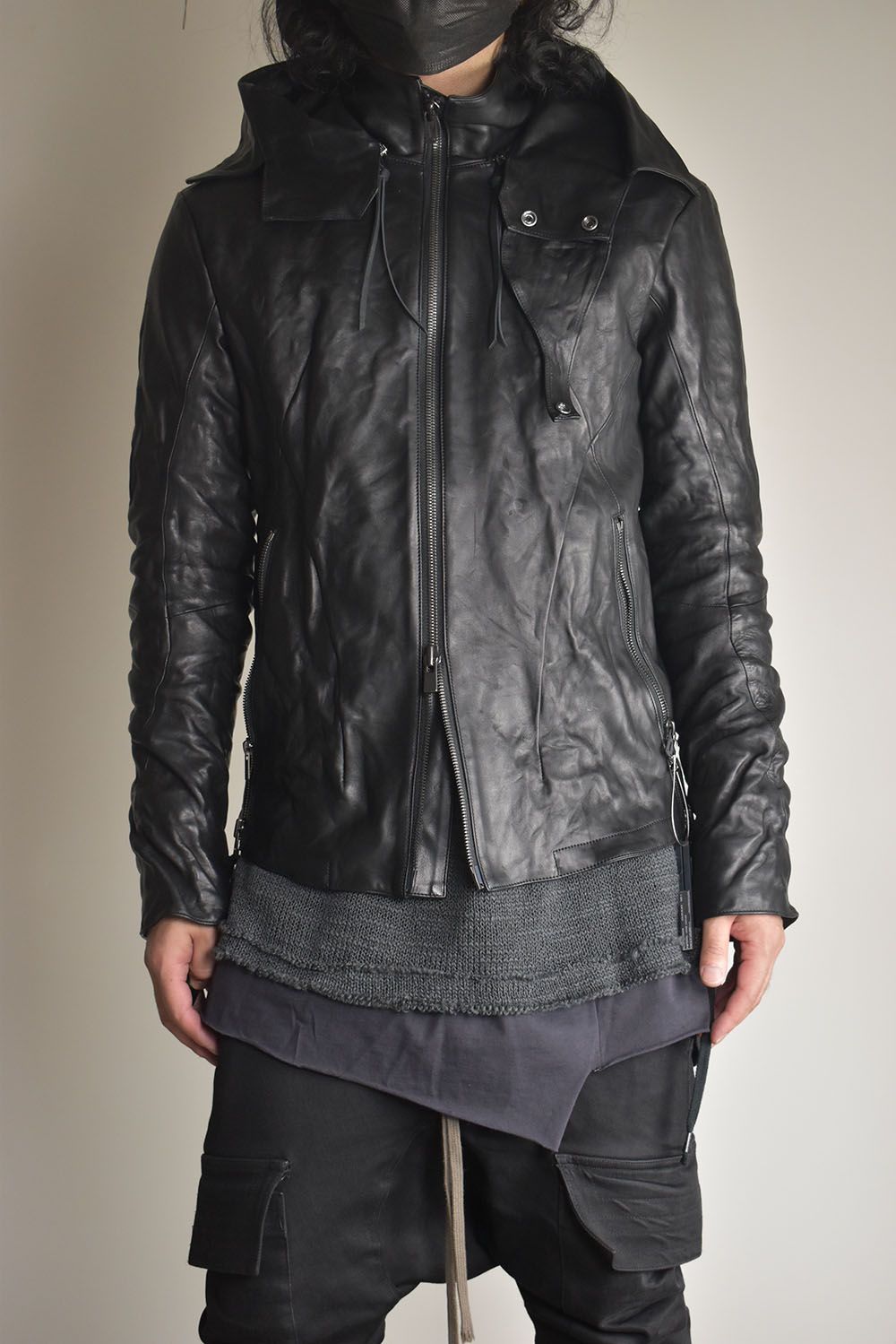 Horse Leather Hood Attachd Jacket "Black" / ホースレザーフードアタッチドジャケット"ブラック"