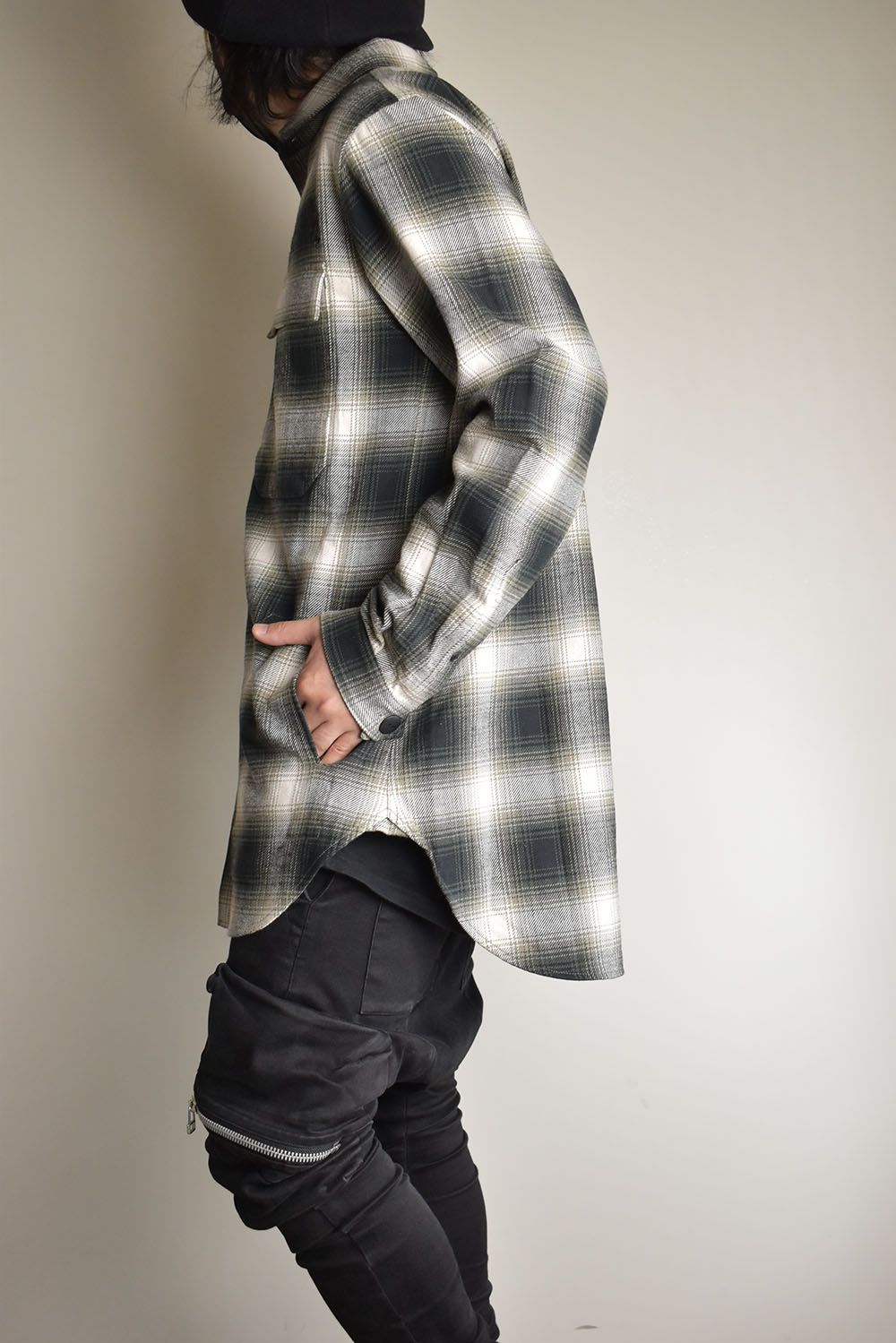 Ombre Check Long Shirts Jacket"White Check" / オンブレチェックロングシャツジャケット"ホワイトチェック"